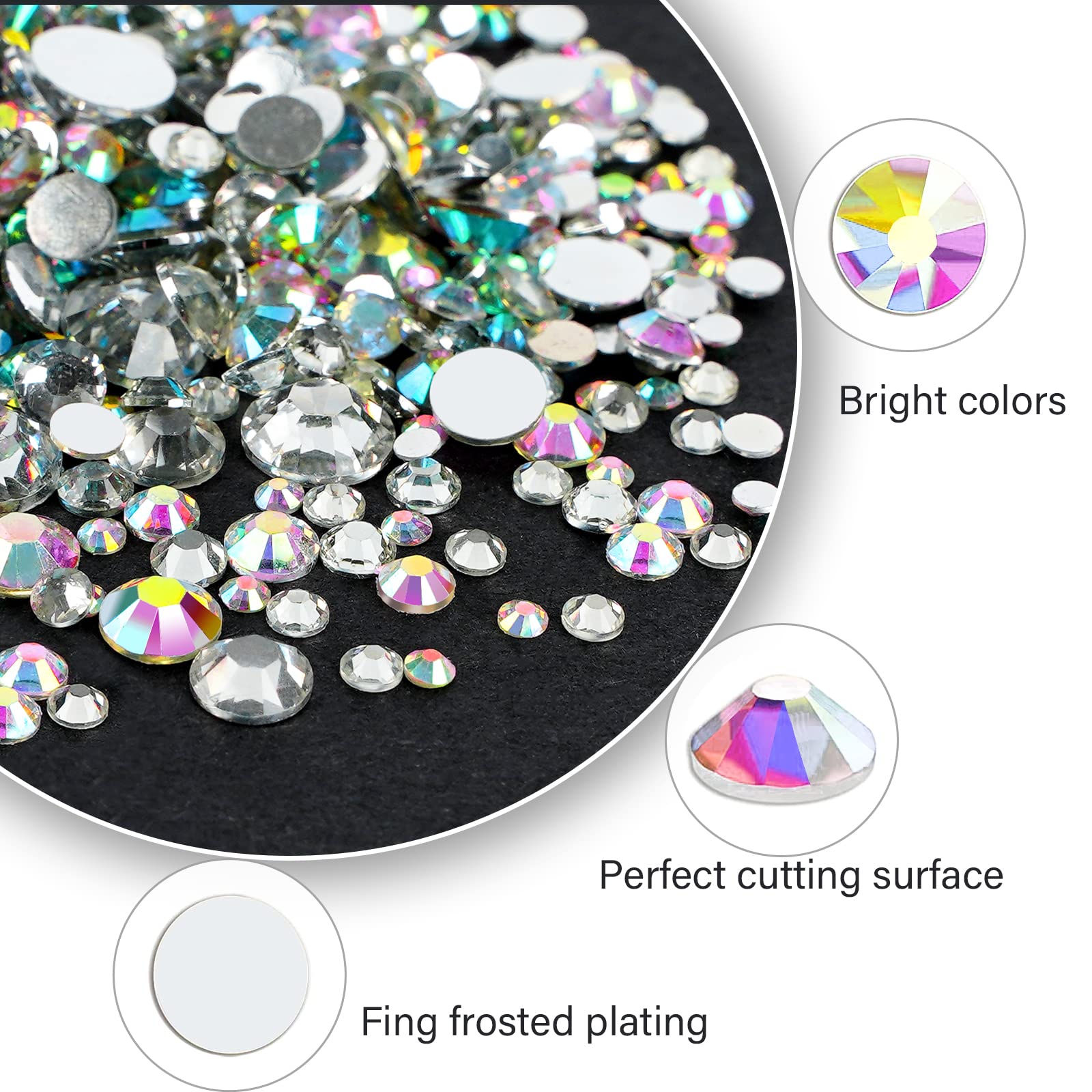Canvalite 2784Pcs Rhinestones Crystal Ab Rhinestones For Nail With 5Pcs 3Ml B7000 Jewelry Glue And Pick Up Tweezers And Nail Rhi