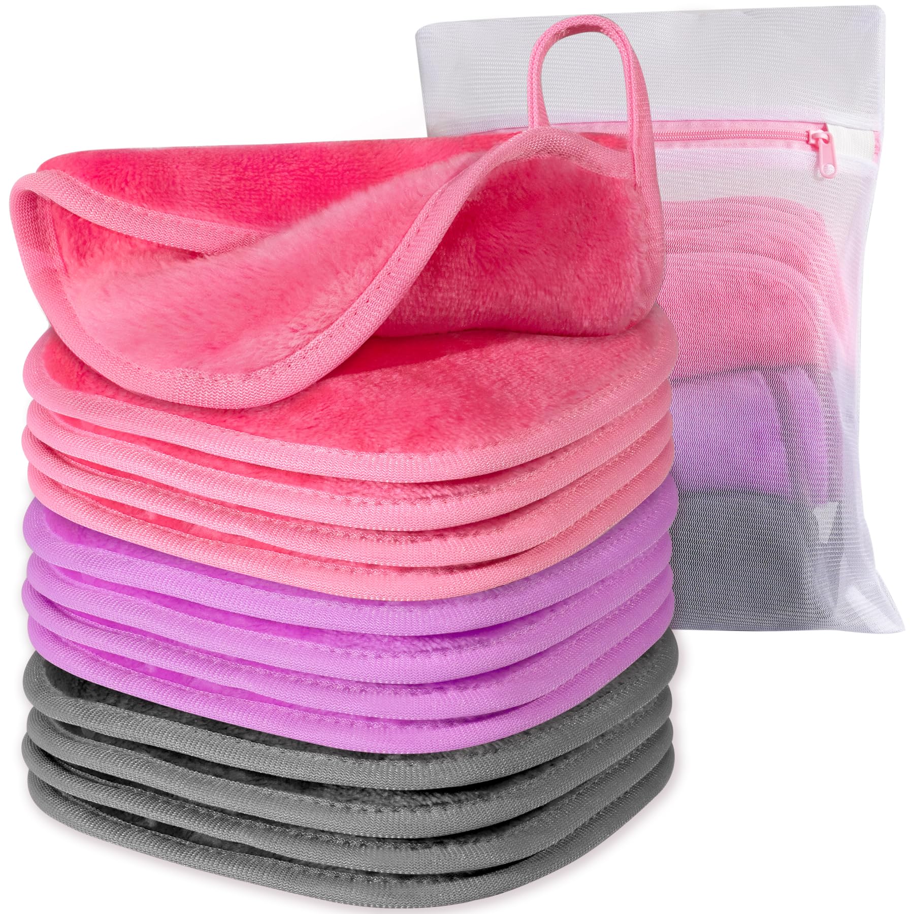 Makeup Remover Cloth, 6'' X 6'' Make Up Towels Reusable Face Cloth For Washing Face, 12 Pack Makeup Remover Pads Microfiber Face