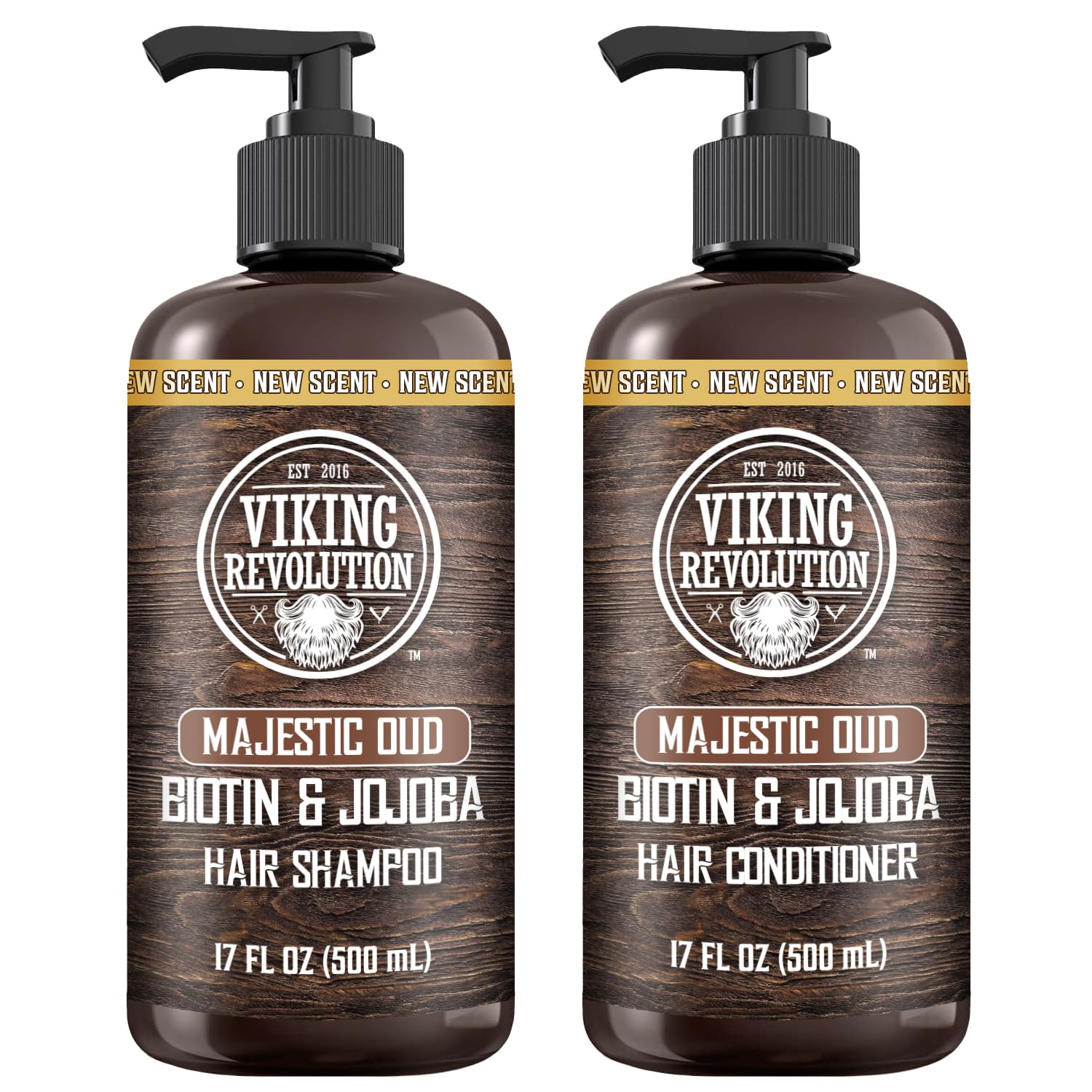 Viking Revolution Majestic Oud Mens Shampoo and Conditioner Set with Biotin and Jojoba Oil - Natural Hair Shampoo and Hair Condi