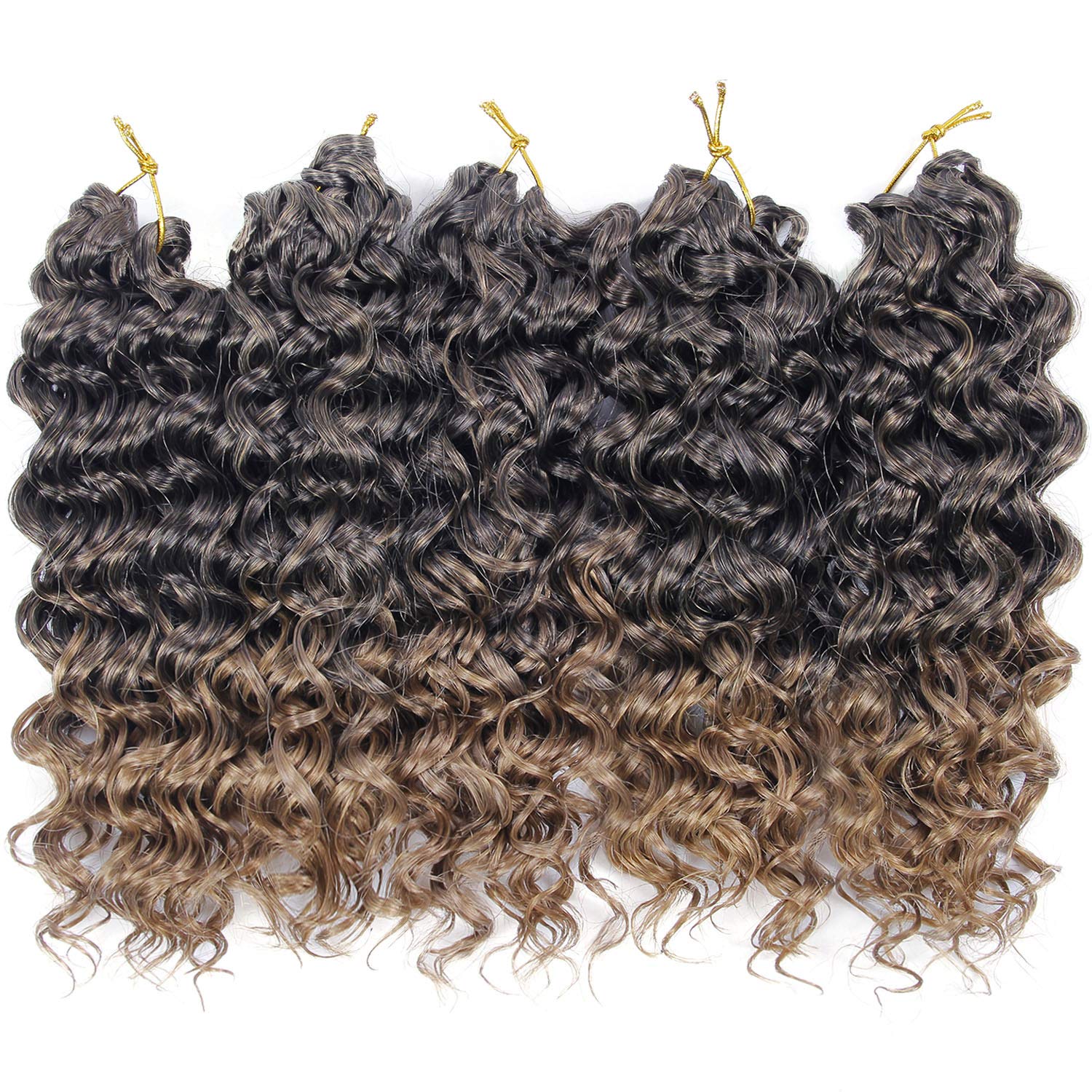 Short Gogo Curl Crochet Hair Deep Wave Crochet Hair,Ombre Bohemian Crochet Hair Natural Blonde Synthetic Ocean Wave Braiding Hai
