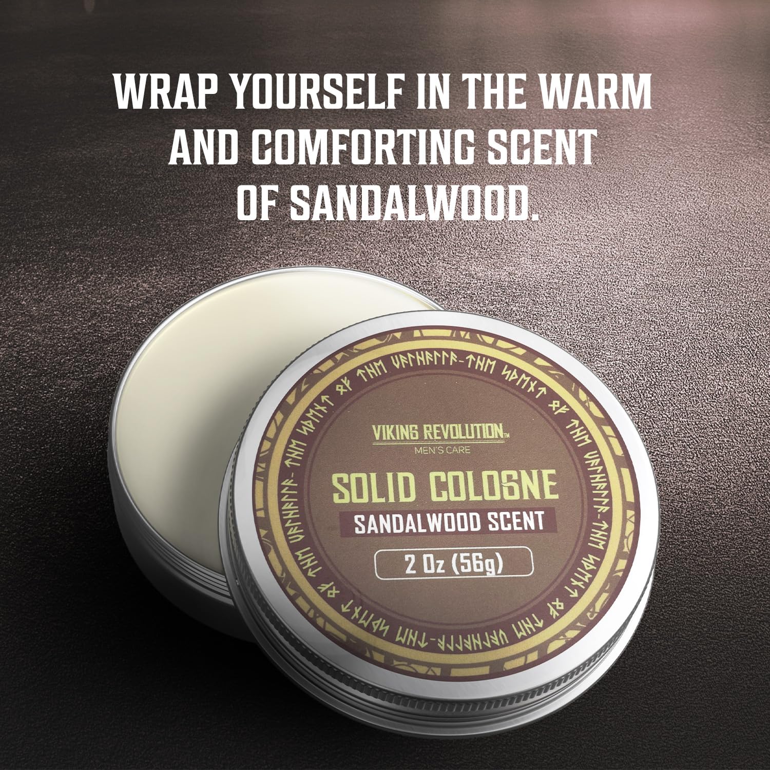 Viking Revolution Sandalwood Mens Solid Cologne Men 2 Oz - Men Solid Perfume with Sandalwood Cologne for Men - Balm Cologne for
