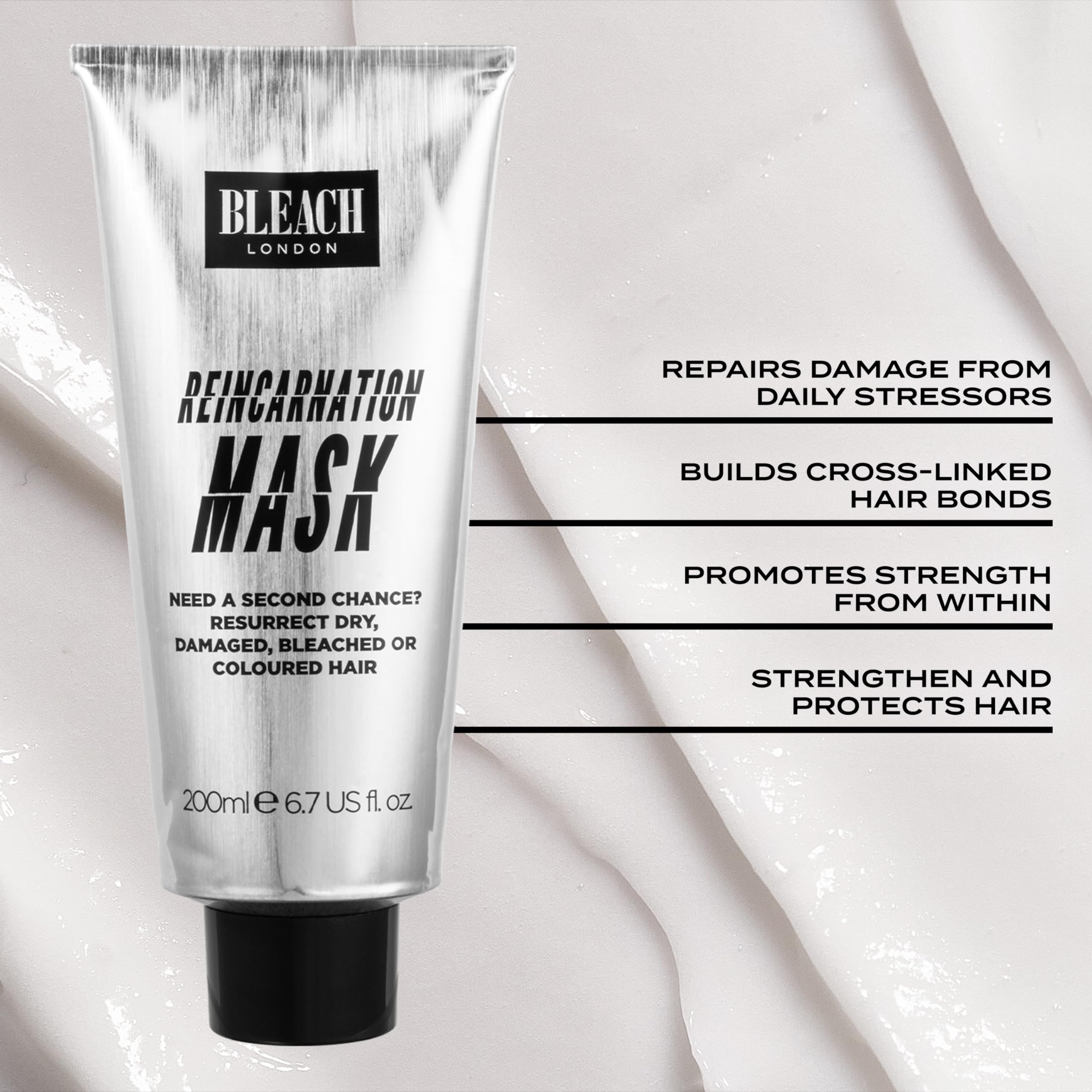BLEACH LONDON Reincarnation Mask - Nutrient Rich, Repairs & Hydrates Dry, Damaged, Bleached or Coloured Hair, Vegan, Cruelty Fre