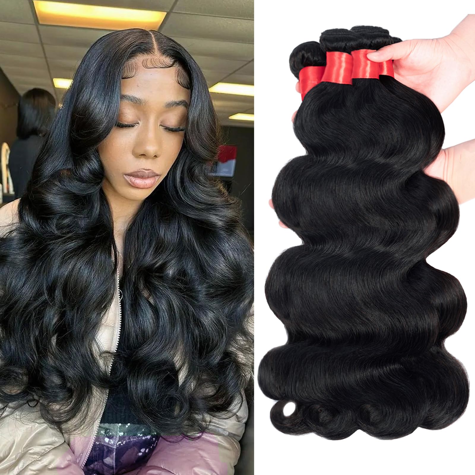 Douyin Brazilian Body Wave 4 Bundles Human Hair 16 18 20 22 Inch 12A 100% Unprocessed Virgin Human Hair Weave Bundles Deals Natu