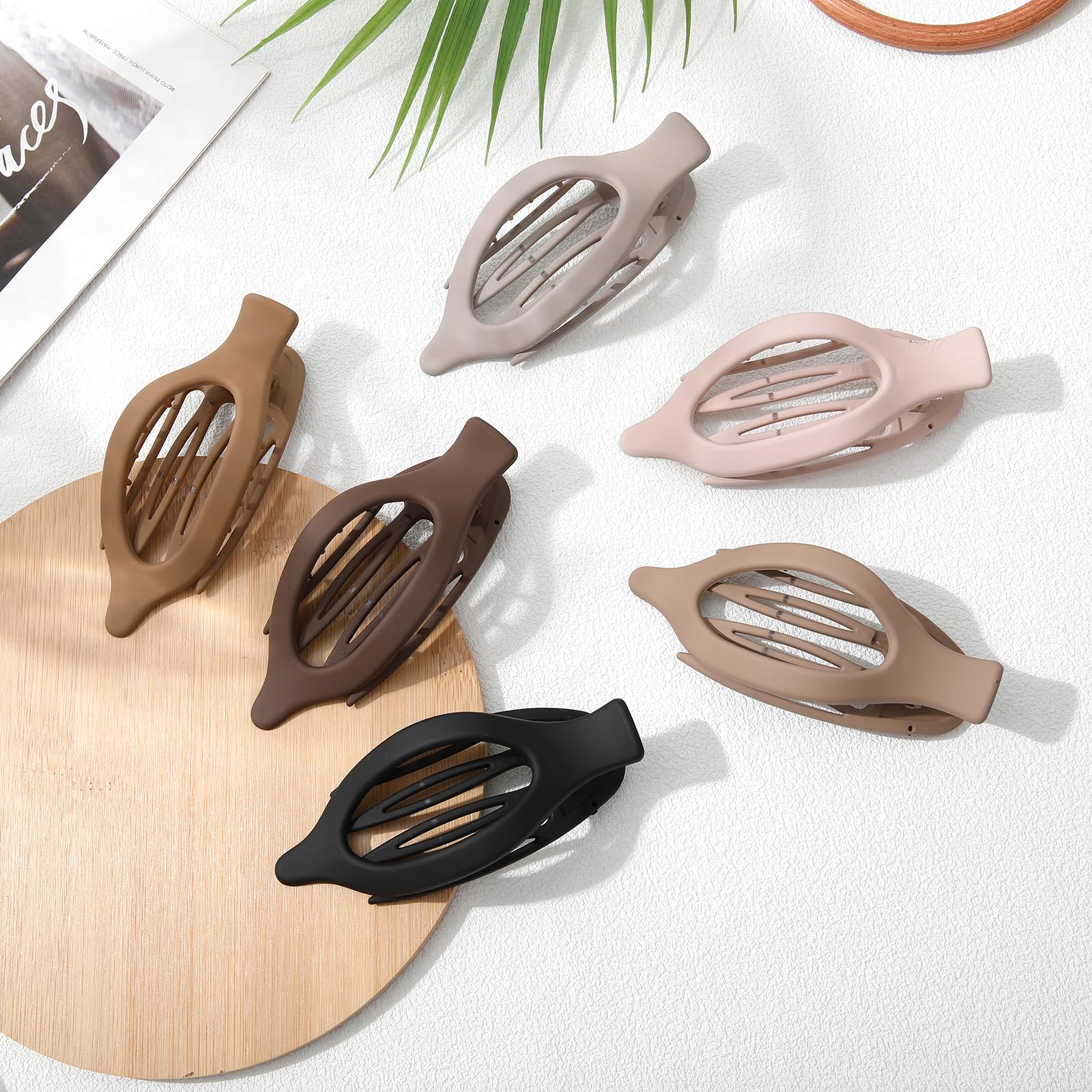 French Concord Hair Clips - 6Pcs Side Slide Volume Clips For Women Girls, Strong Hold No Slip Grip, Thick Or Thin Hair (Matte Fi