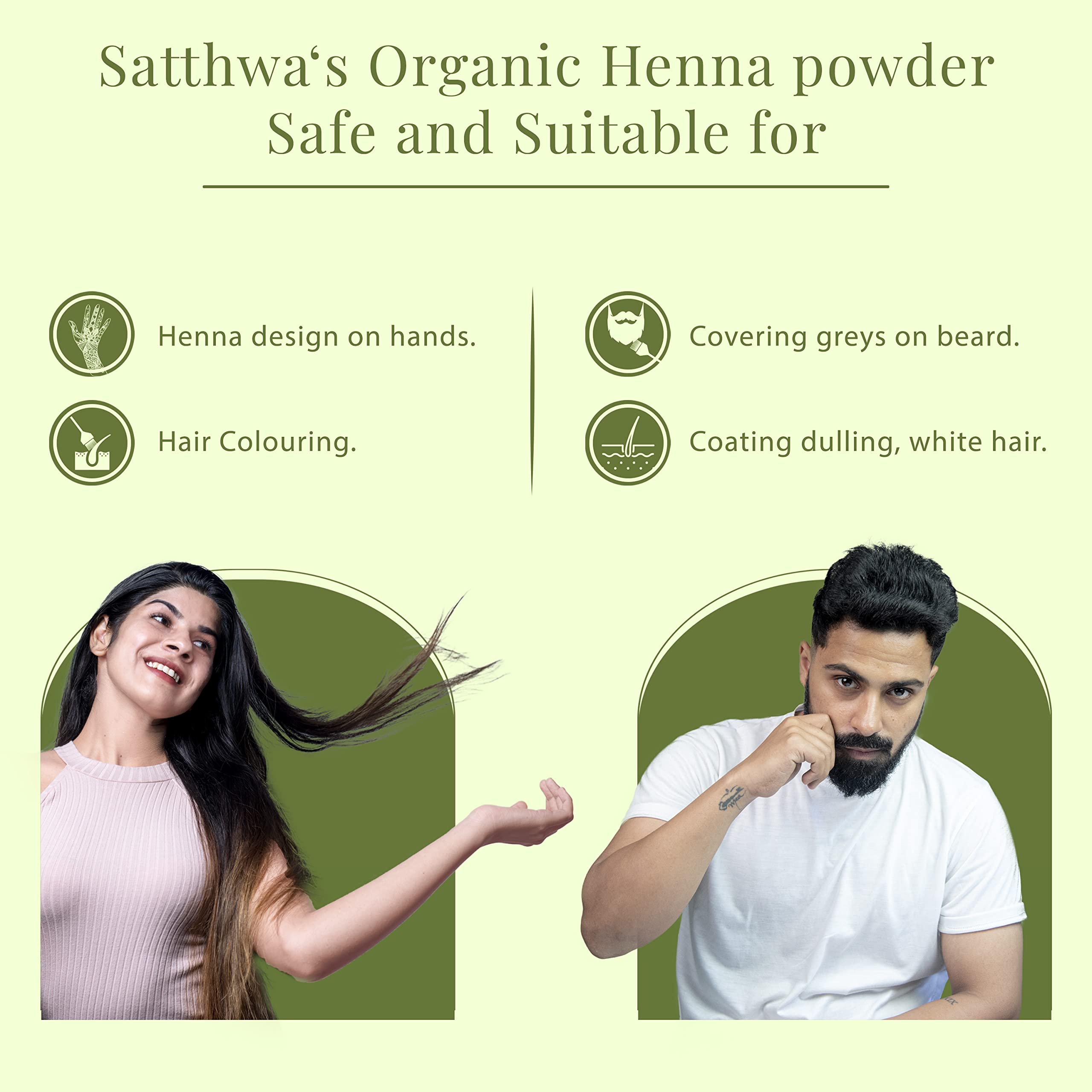 Satthwa Organic Henna Powder (Mehndi Powder)| 227gm (8oz) | 100% Pure and Natural Lawsonia Inermis | Henna for Cools Scalp, Nour