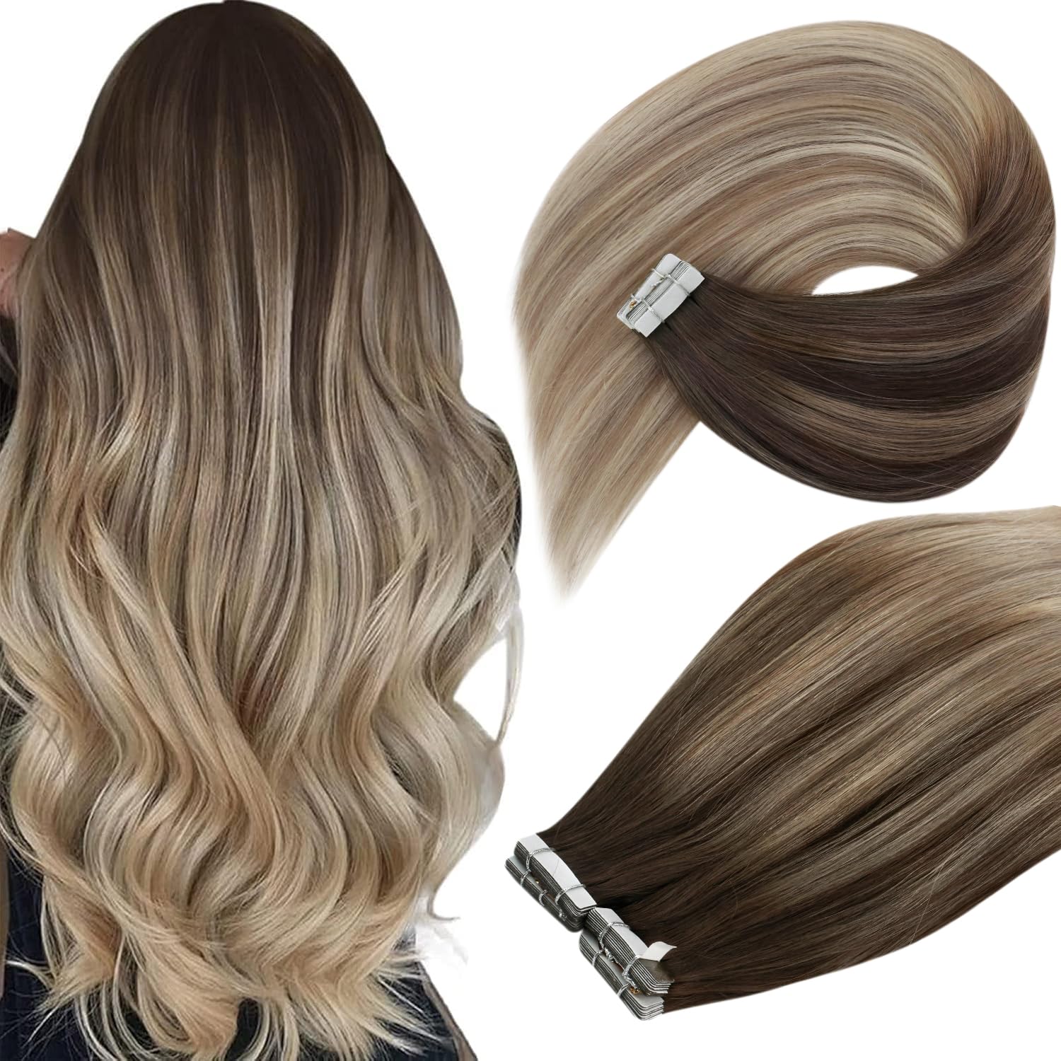 Ve Sunny 24 Inch Human Hair Tape In Extensions Ombretape In Hair Extensions Real Human Hair Ombre Blonde Tape In Human Hair Exte