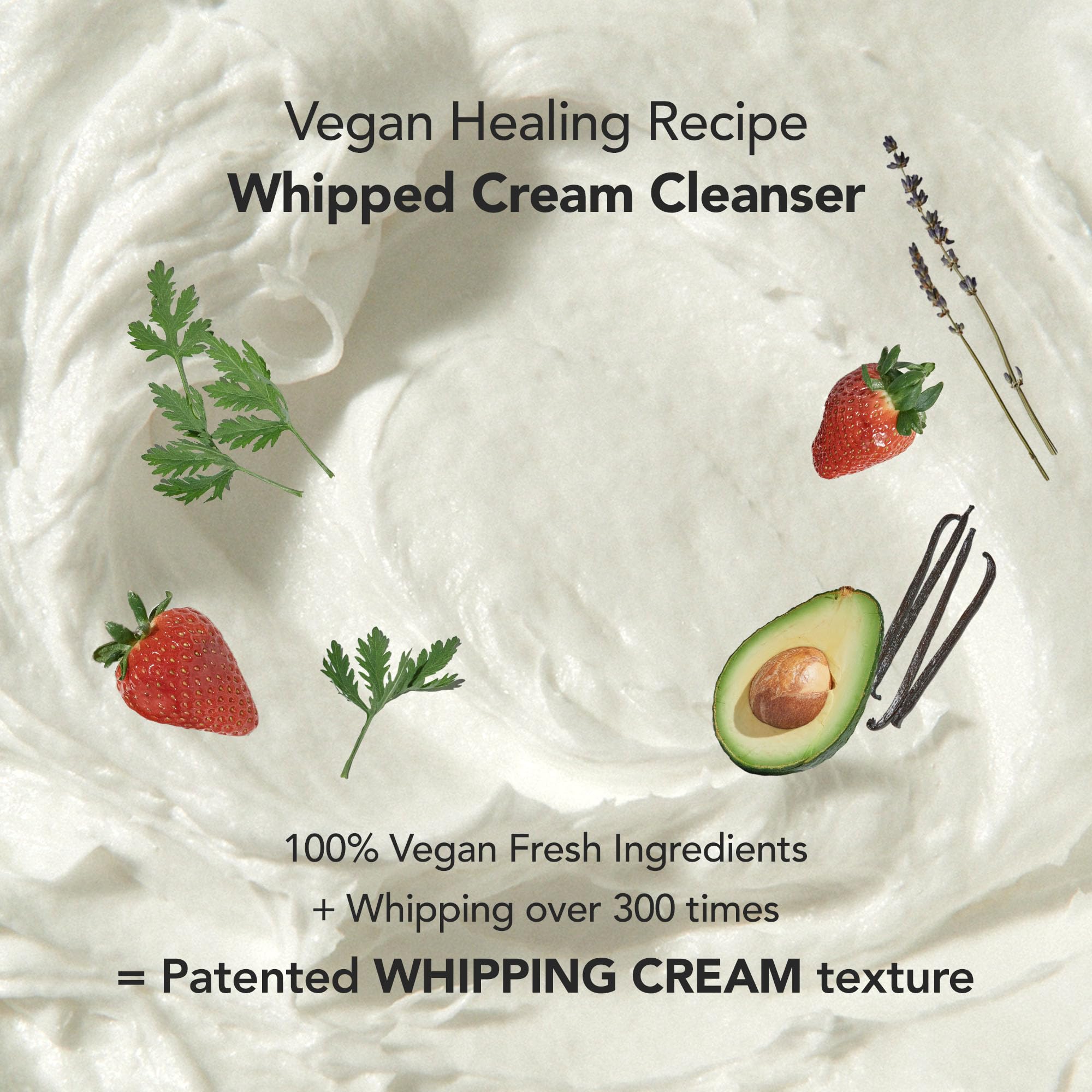 Whipped Cream Vegan Cleanser Ddalva - Strawberry + Vanilla Bean | For Dull Skin, Moisturizing Face Cleanser, Radiant Glow, Niaci