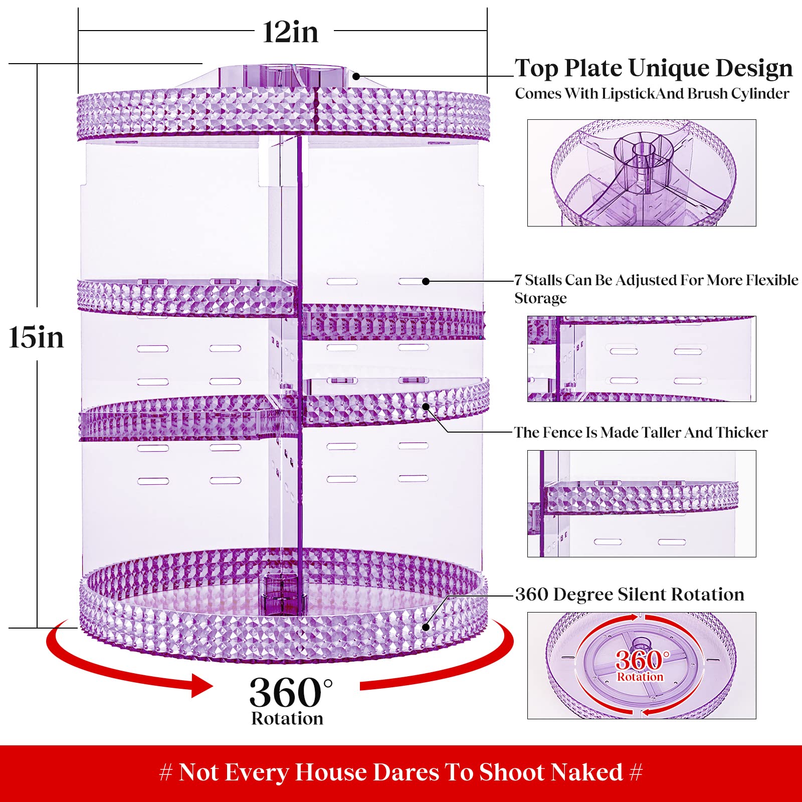 Makeup Organizer 360 Degree Rotating Cosmetic Storage Organizer, Acrylic Make Up Organizer, Large 7 Layers 360 Makeup Organizer,