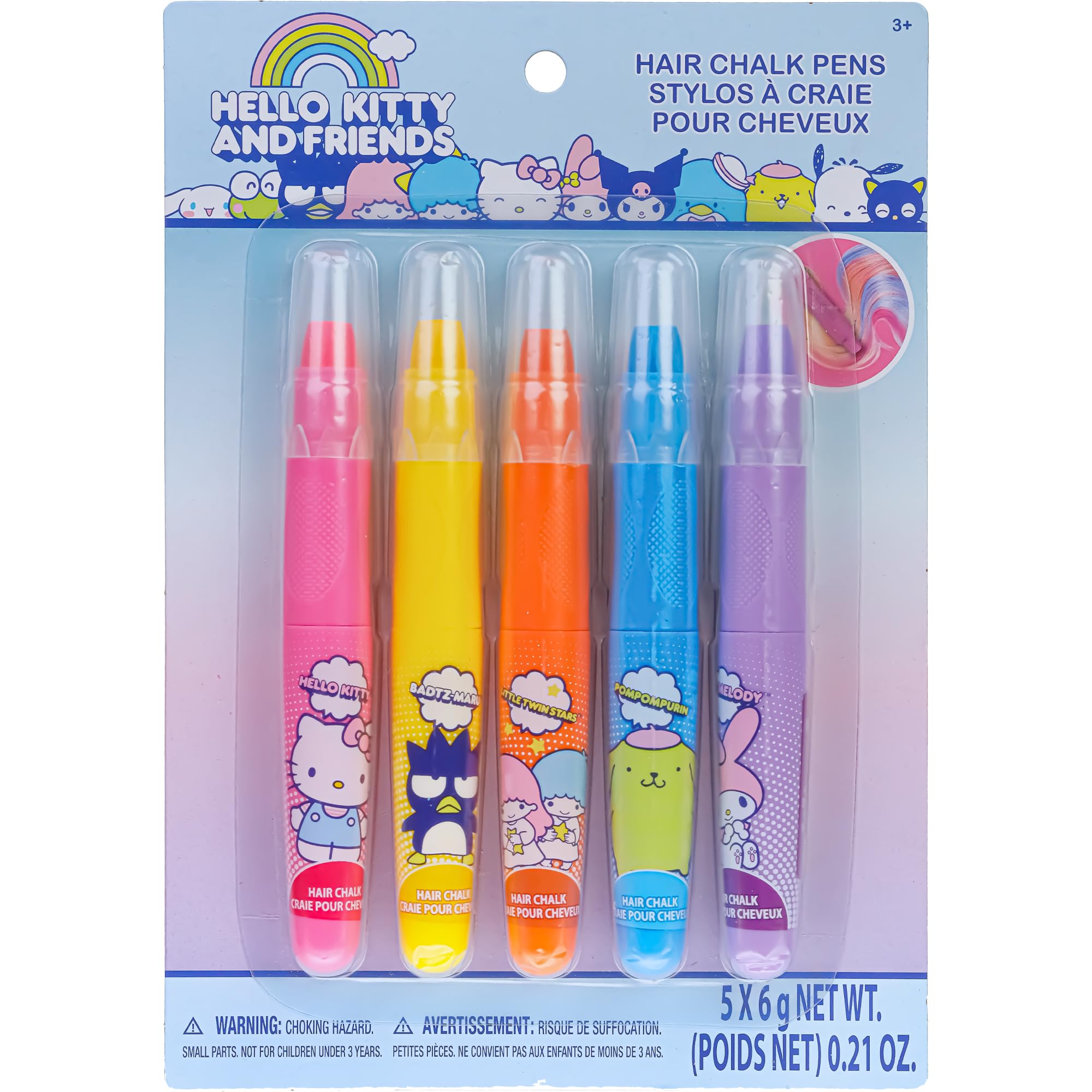 Hello Kitty and Friends Temporary Hair Markers for Girls, Washable, Bright Vibrant Colors - Great for Birthday Gifts, Stocking S