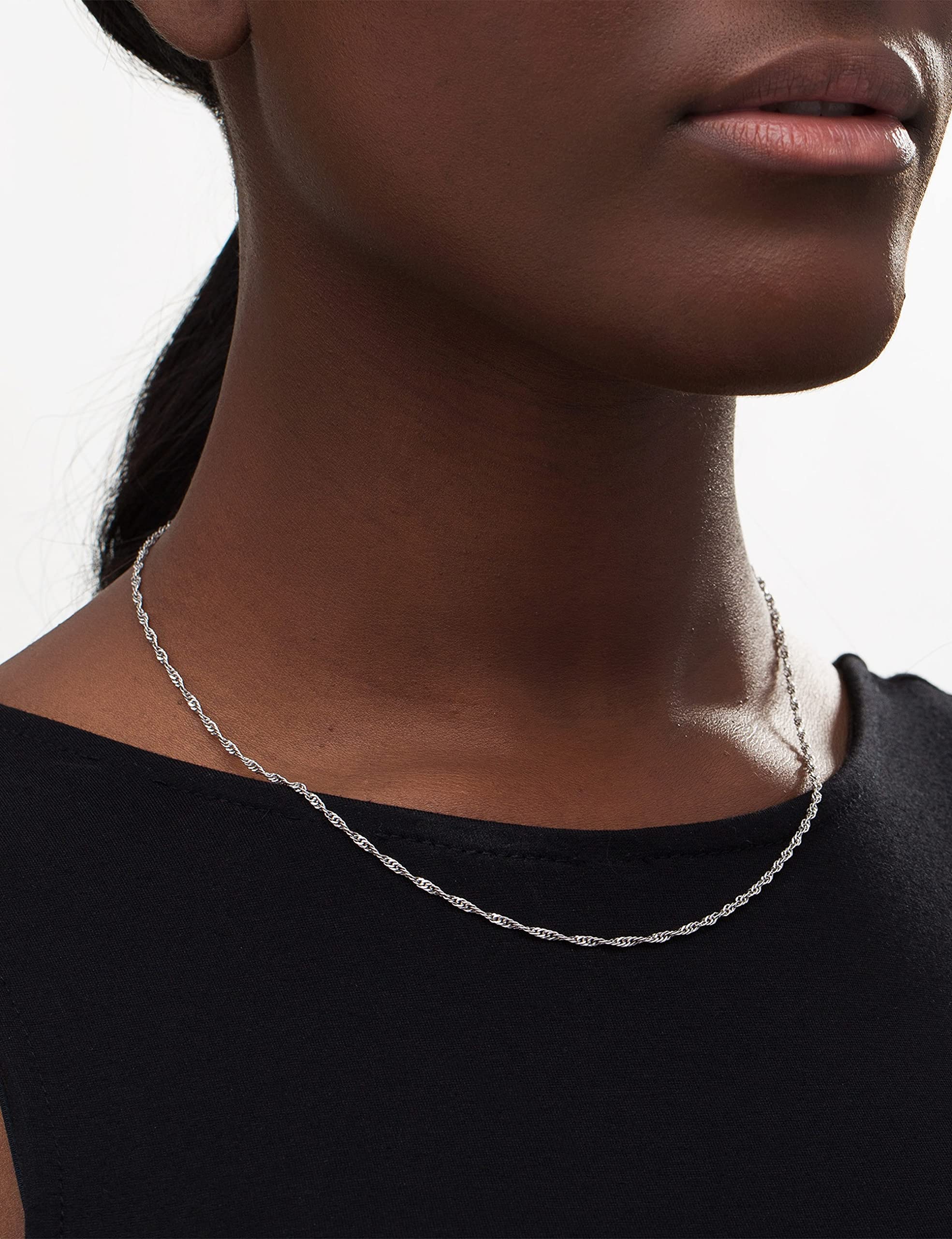 Waitsoul 925 Sterling Silver Singapore Chain Lobster Clasp 2mm Necklace for Women Silver Chain 20 Inches Gifts for Her