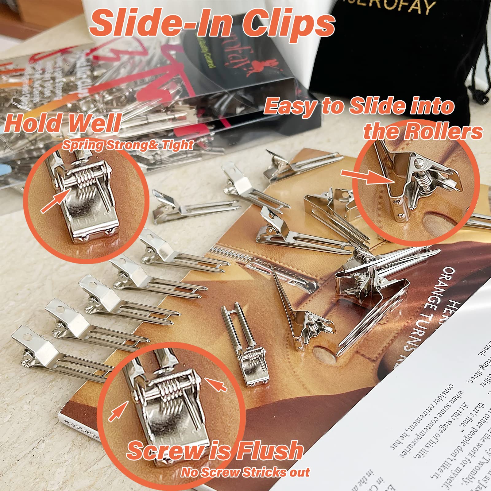 Tserofay 55 Pcs Metal Silver Hair Clips For Women Pin Curl Roller, 1.8    Double Prong Root Lift Clips For Curly Hair Volume, Lo