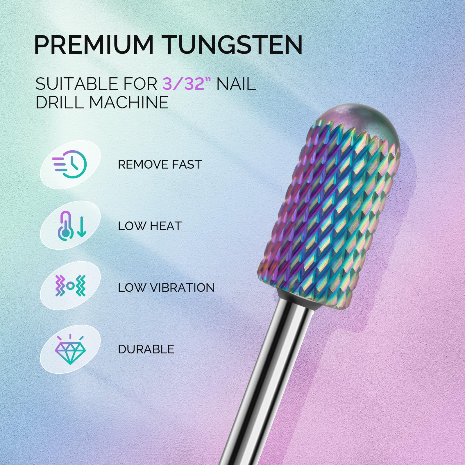 Melodysusie Nail Drill Bits Set, 7Pcs Professional Tungsten Carbide Ceramic Acrylic Nail File Drill Bit For Manicure Pedicure Cu