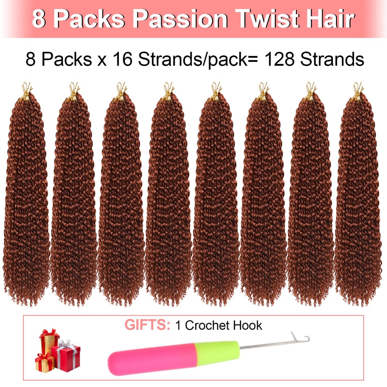 Ginger Passion Twist Hair 14 Inch Copper Red Passion Twist Hair Water Wave Crochet Hair 8 Packs Ginger Orange Braiding Hair 16 S