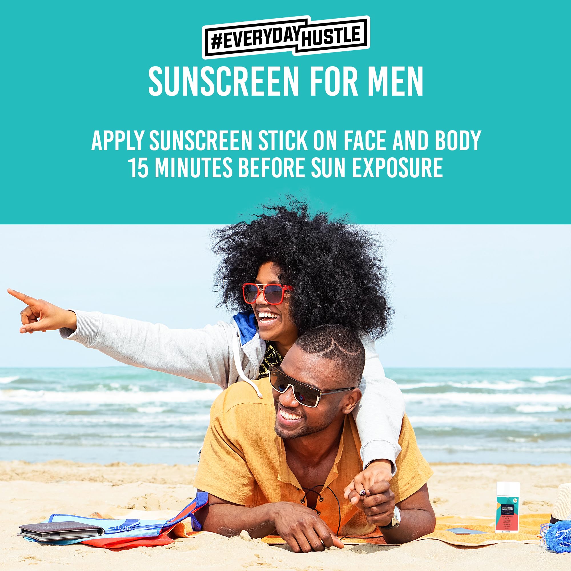 #Everydayhustle Sunscreen Stick For Men, Broad Spectrum Spf 50 Protection For Face And Body, No-Mess Application, 75G