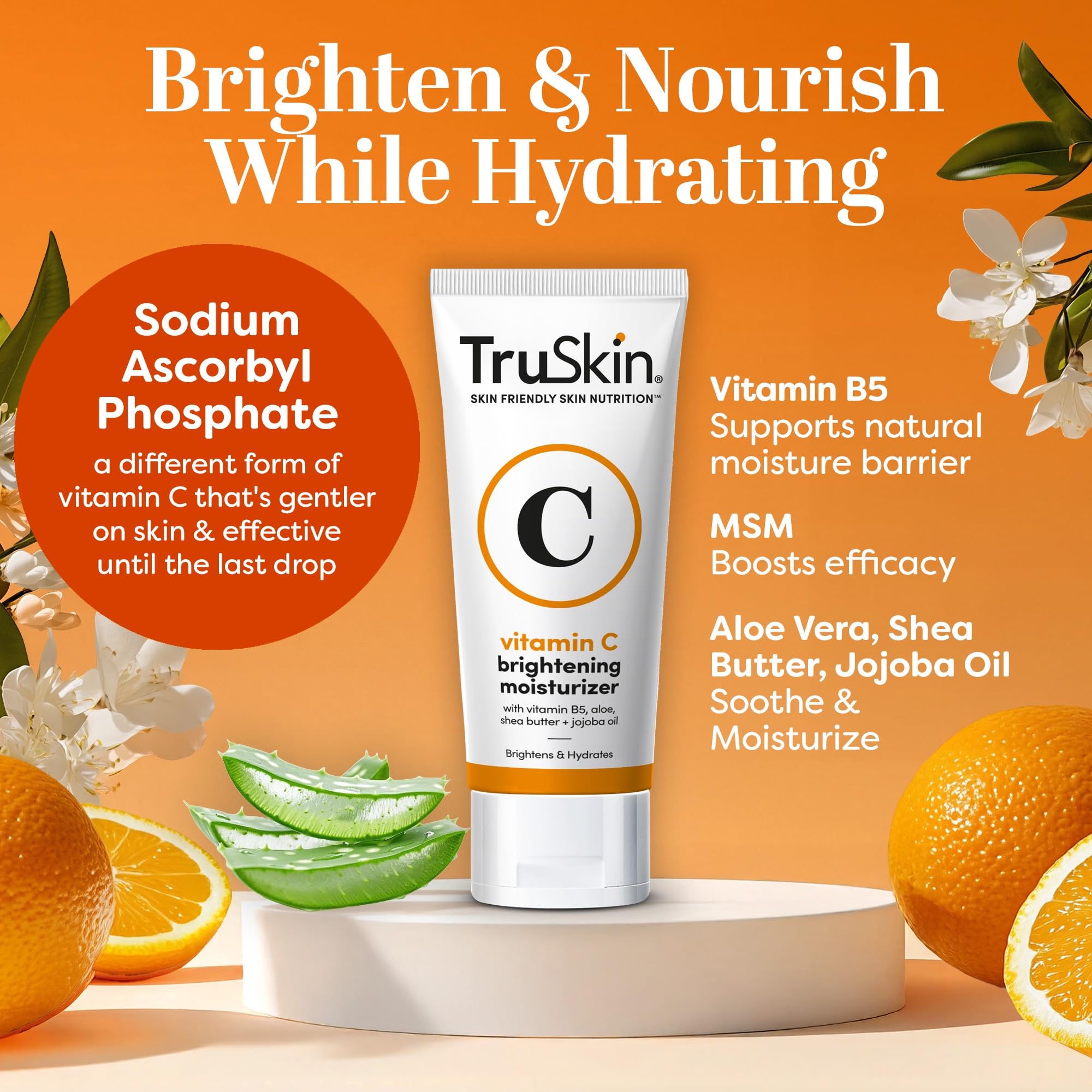 TruSkin Vitamin C Cream for Face - Brightening Moisturizer, Anti Aging, Hydrating, Skin Wrinkle Cream - Vitamin B5, Vitamin E, J