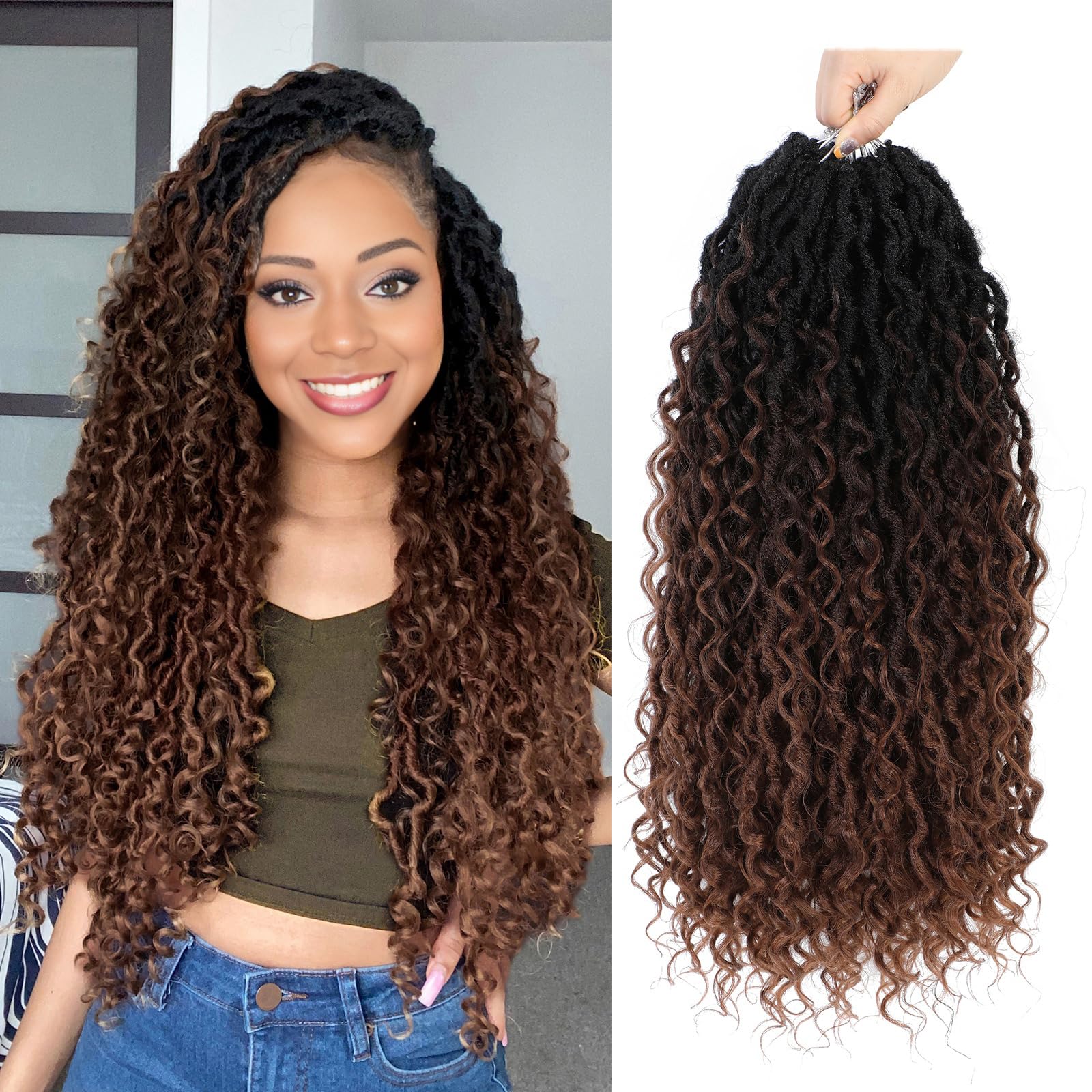 Forevery Goddess Locs Crochet Hair 22 Inch Faux Locs Crochet Hair 6 Packs PreLooped Crochet Hair for Black Women,Crochet Locs Wi