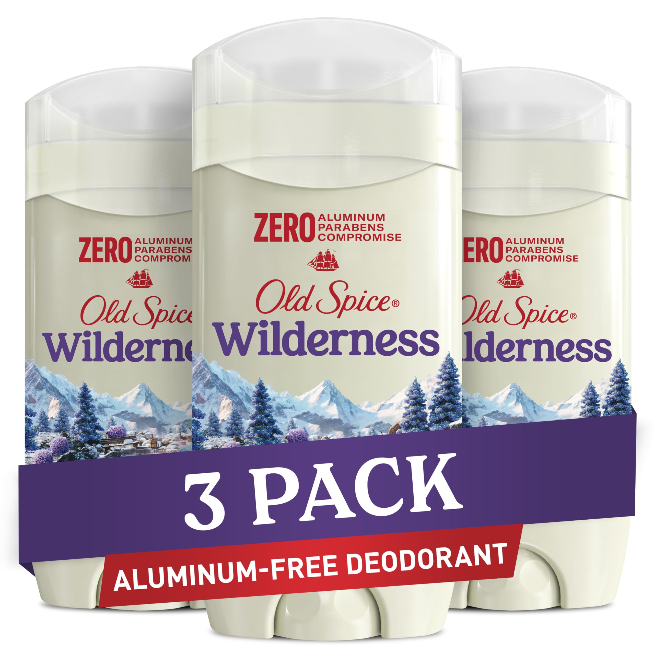 Old Spice Men'S Deodorant Aluminum-Free Wilderness With Lavender, 3Oz (Pack Of 3)