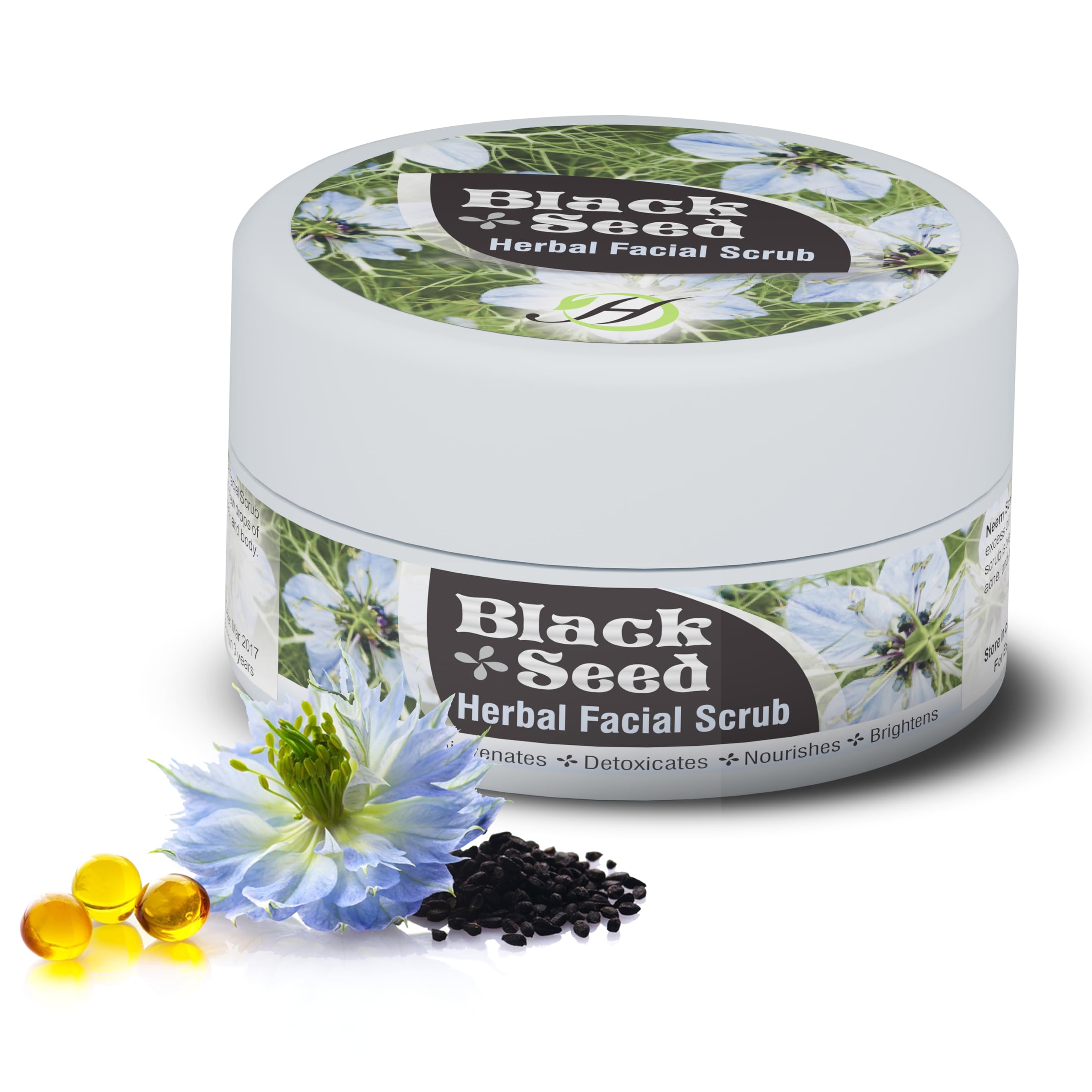 HERBOGANIC Black Seed Herbal Facial Scrub | Cleanses, Rejuvenates and Nourishes Skin | Moisturizing Facial Scrub | Facial Scrub 