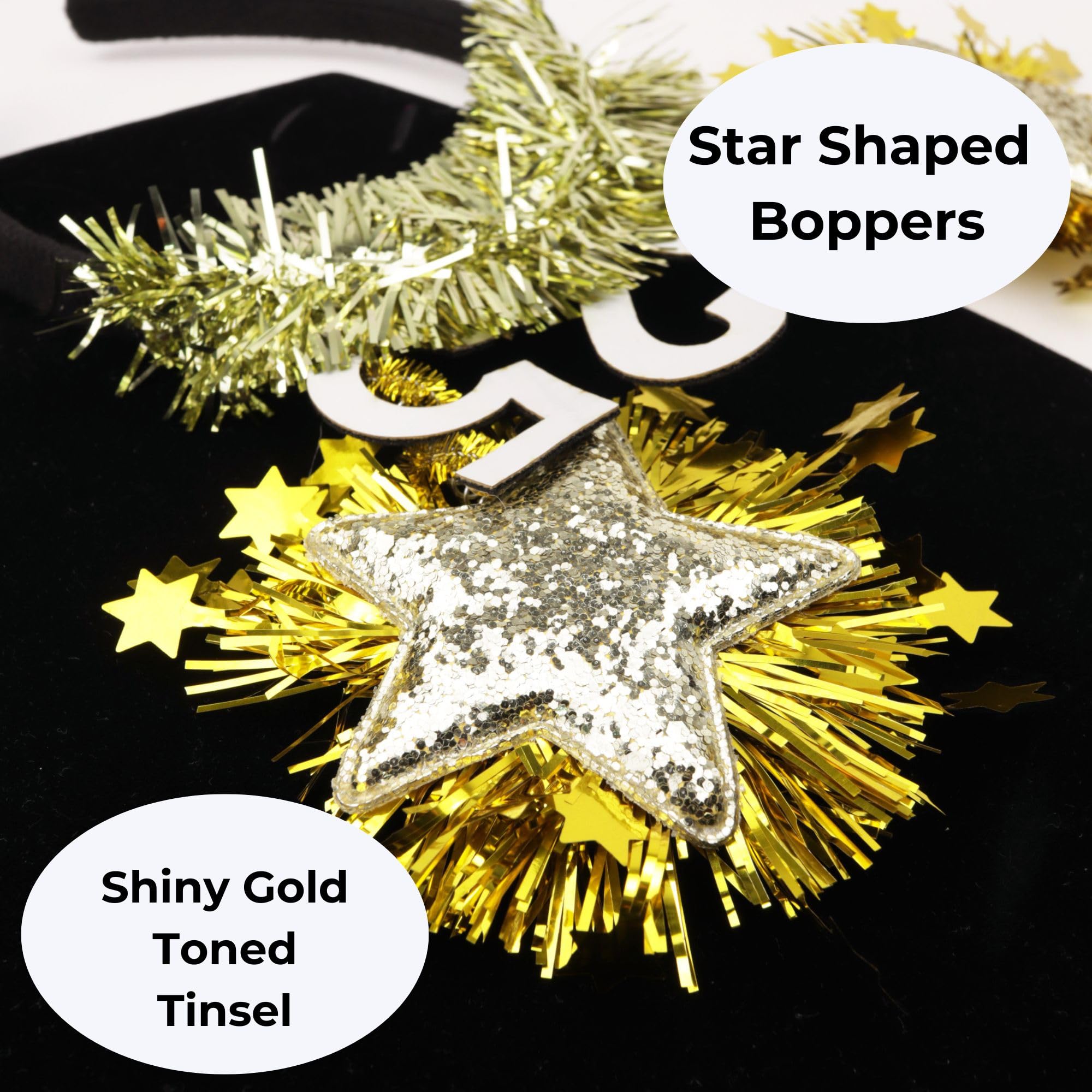 Needzo Class of 2025 Graduation Headband, Glitter Sparkles Stars and Tinsel, Grad Party Hair Accessory, One Size Fits Most
