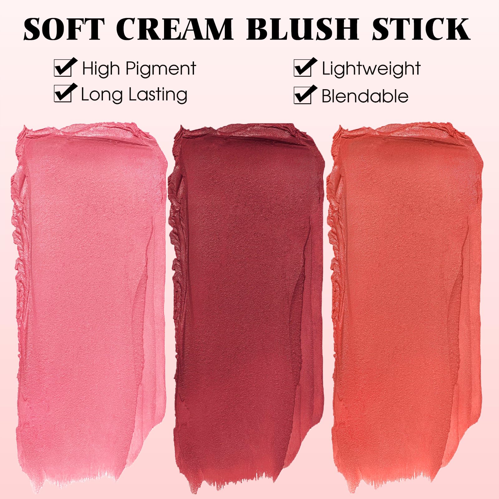 Befivecok Blush Stick For Cheeks - Cream Makeup Blush Wand, Solid Moisturizer Stick For Cheeks Tint, Natural Blendable Waterproo