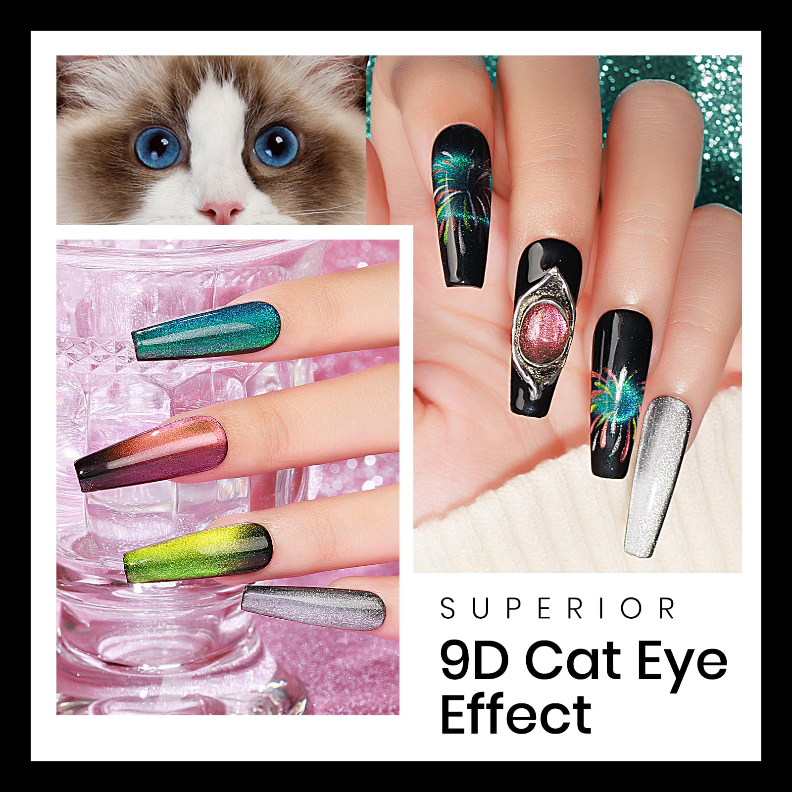 Mizhse Cat Eye Gel Nail Polish Set 8 Colors With Magnet Stick: 9D Cat Eye Gel Polish And Shiny Wide Cat Eye Gel Set, Classic Hol