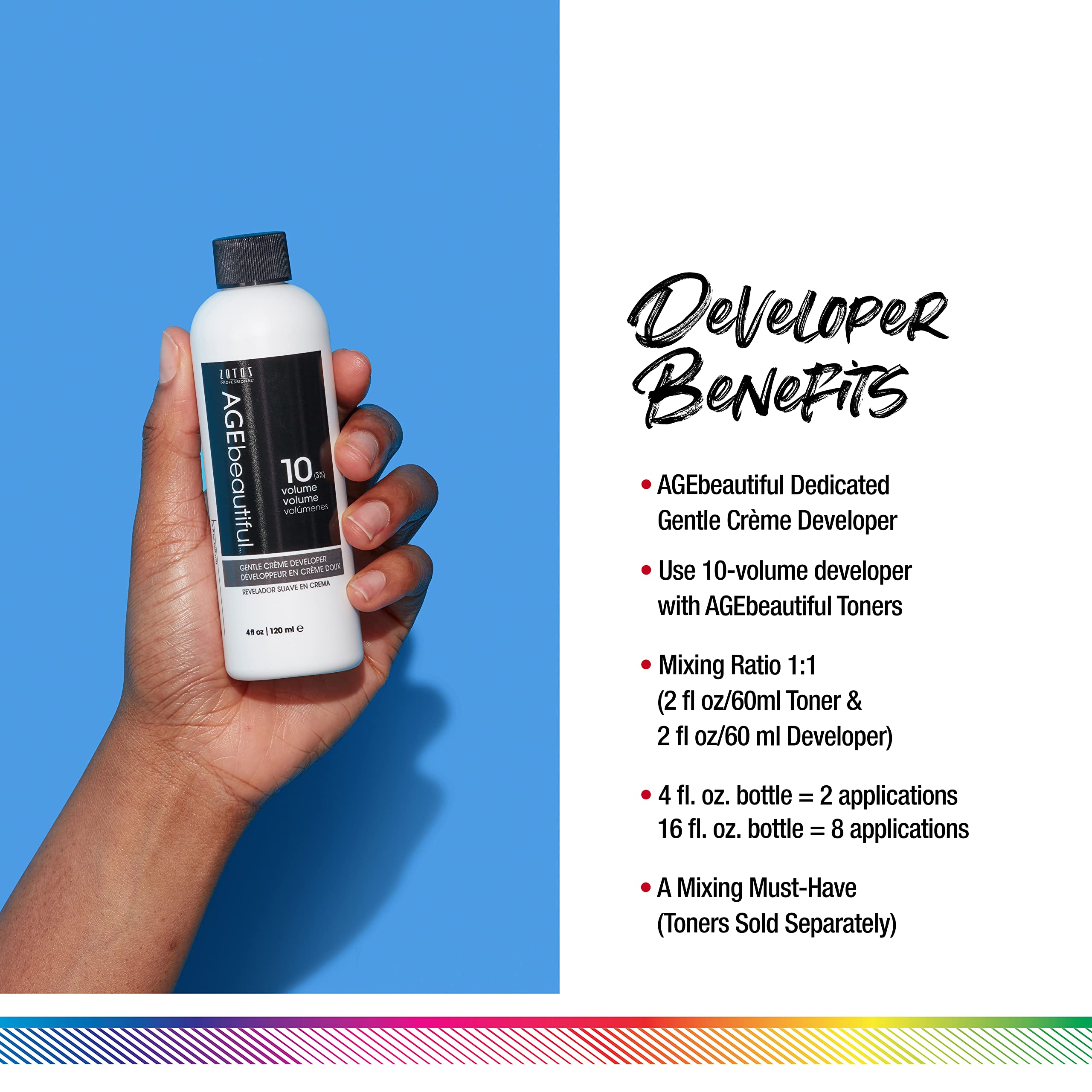 AGEbeautiful 10 Volume Gentle Creme Hair Developer | For Professional Salon Coloring | Long Lasting Color | 16 Fl Oz