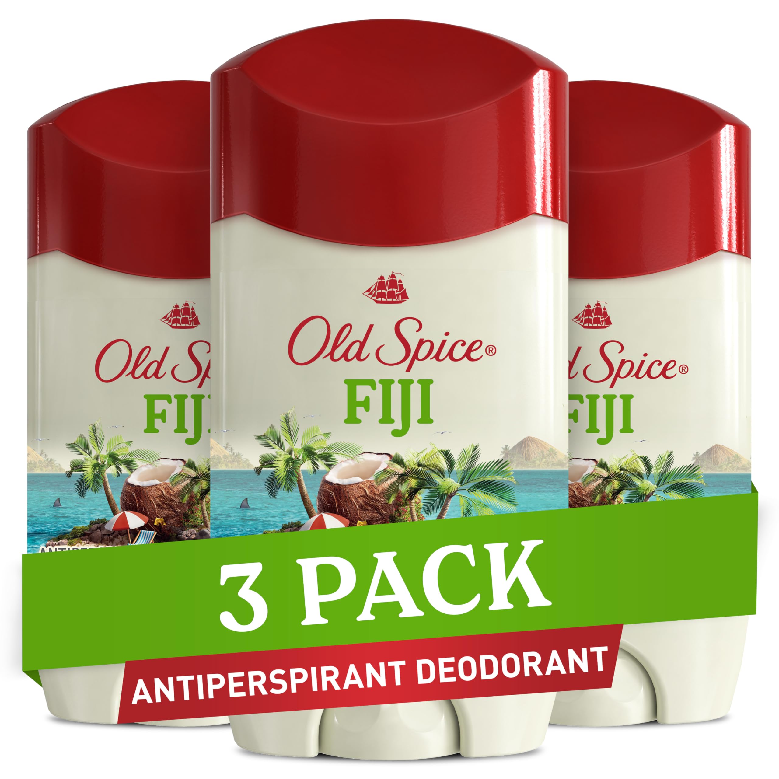 Old Spice Men 's Antiperspirant & Deodorant Fiji with Palm Tree, 2.6oz (Pack of 3)