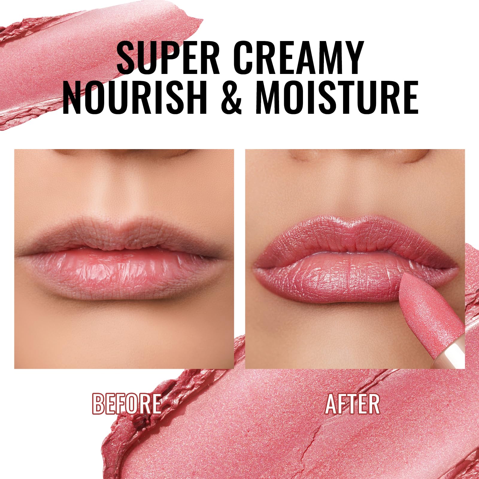 Oulac Moisturizing Pink Lipstick for Women - Tinted Lip Balm with Shimmmer, Lightweight Lip Makeup, Nourishing & Hydrating formu