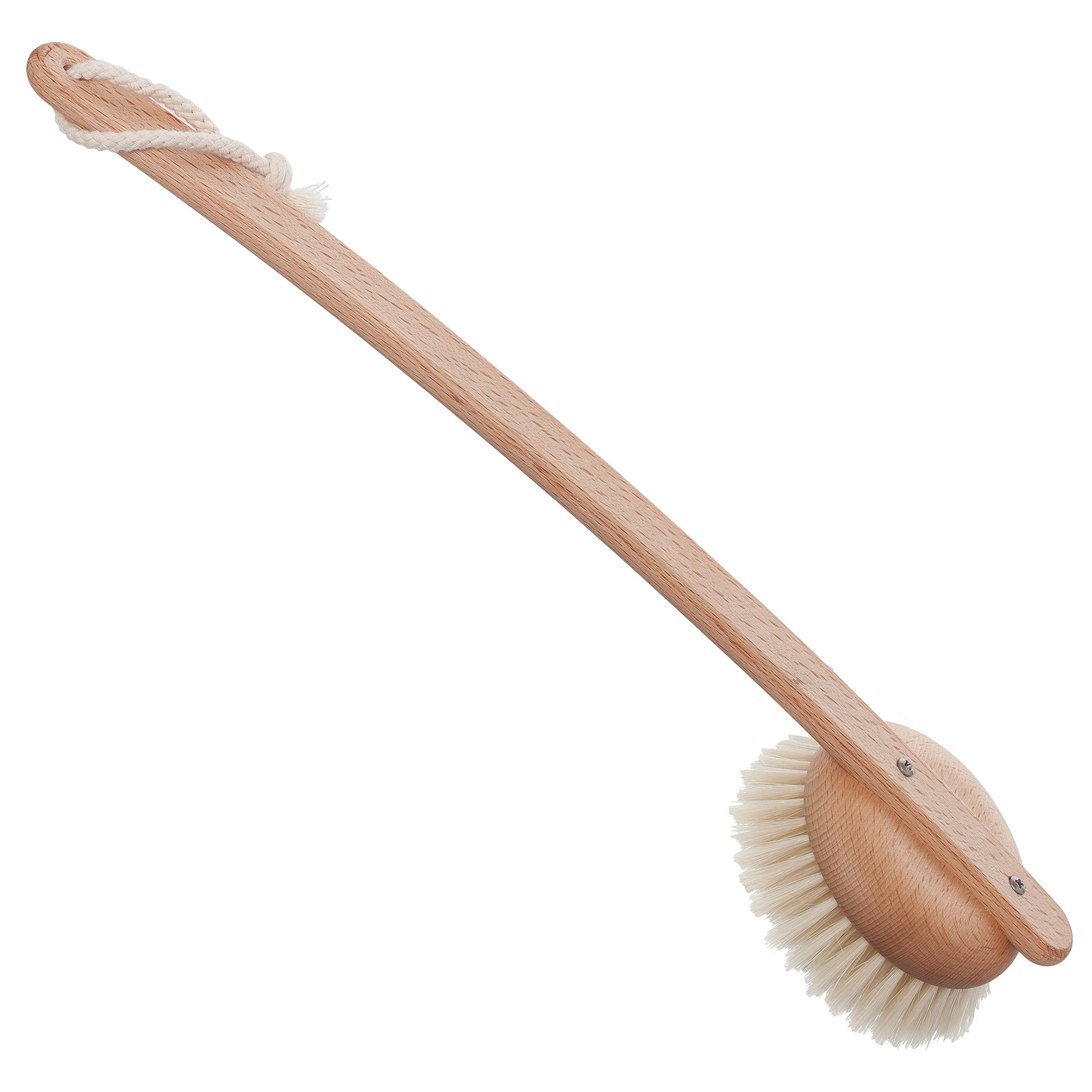REDECKER Natural Pig Bristle Bath Brush with Oiled Beechwood Handle, 181/2Inches  Back Brush  Shower Back Brush with Long Ha