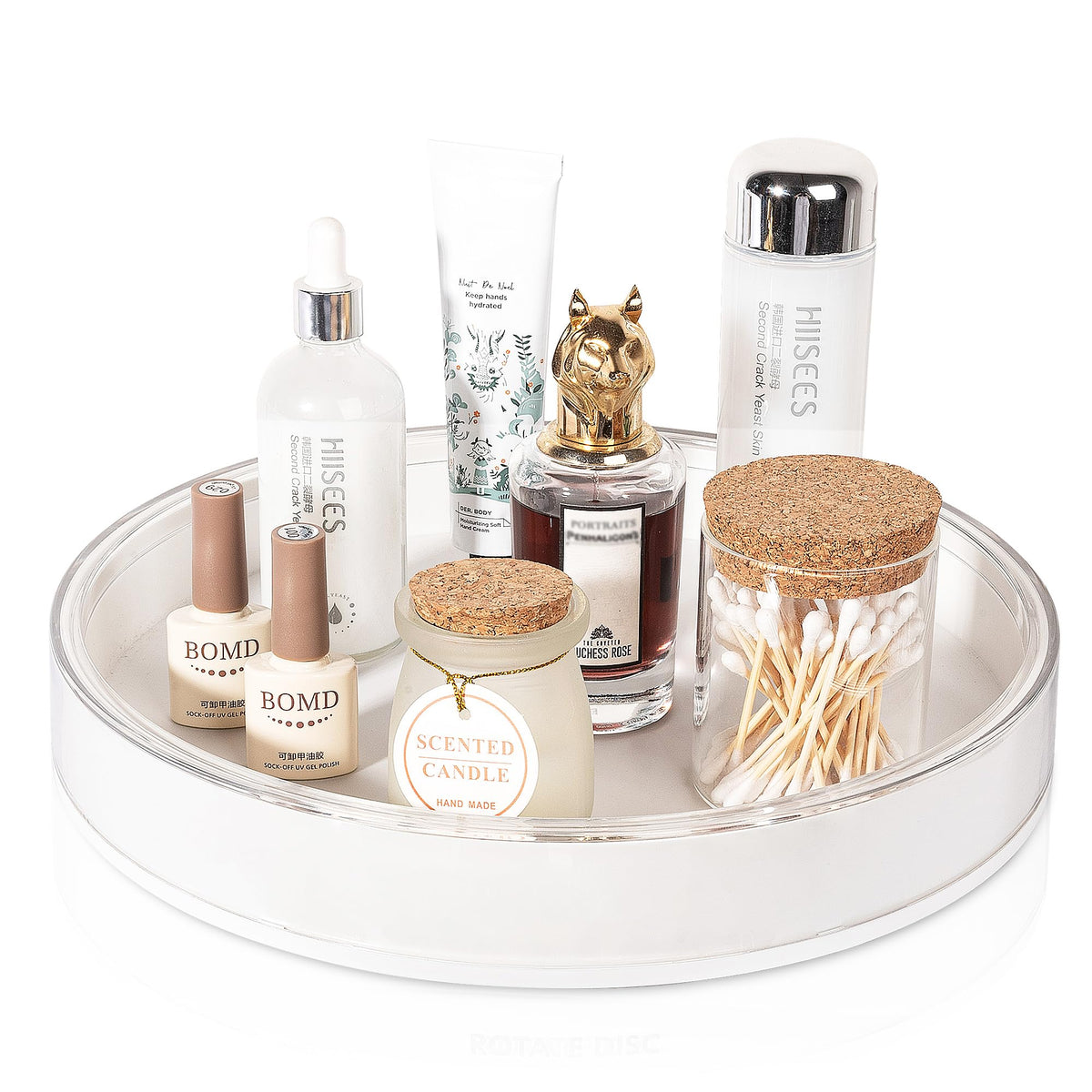Anyoifax 360 Rotating Makeup Organizer Perfume Tray Skincare Holder Spinning Cosmetic Storage Bathroom Countertop Organizer Lazy