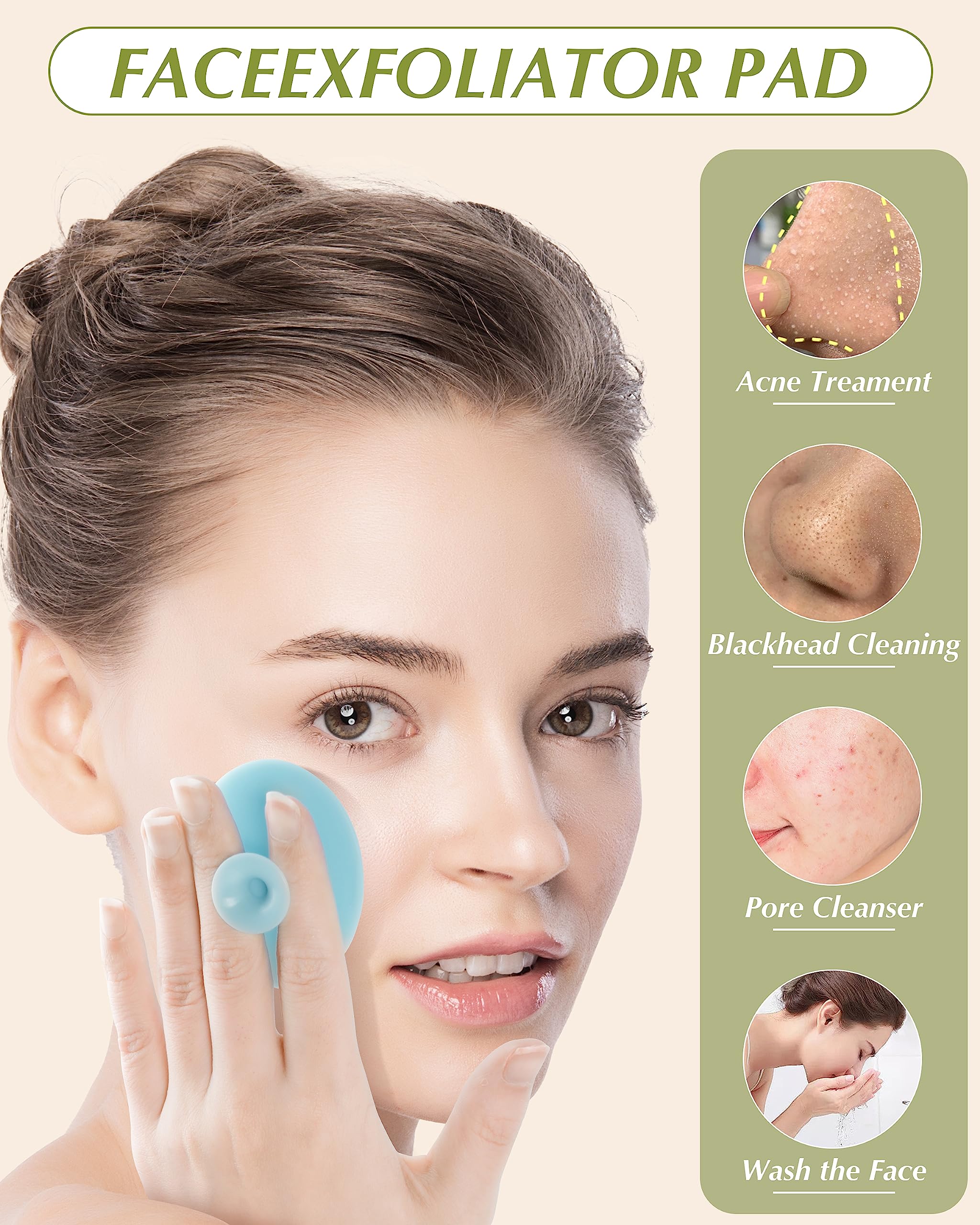 Face Scrubber, 8 Pcs Silicone Face Scrubber Exfoliator For Women, Face Cleansing Brush Blackhead Acne Pore Pad For Deep Cleaning