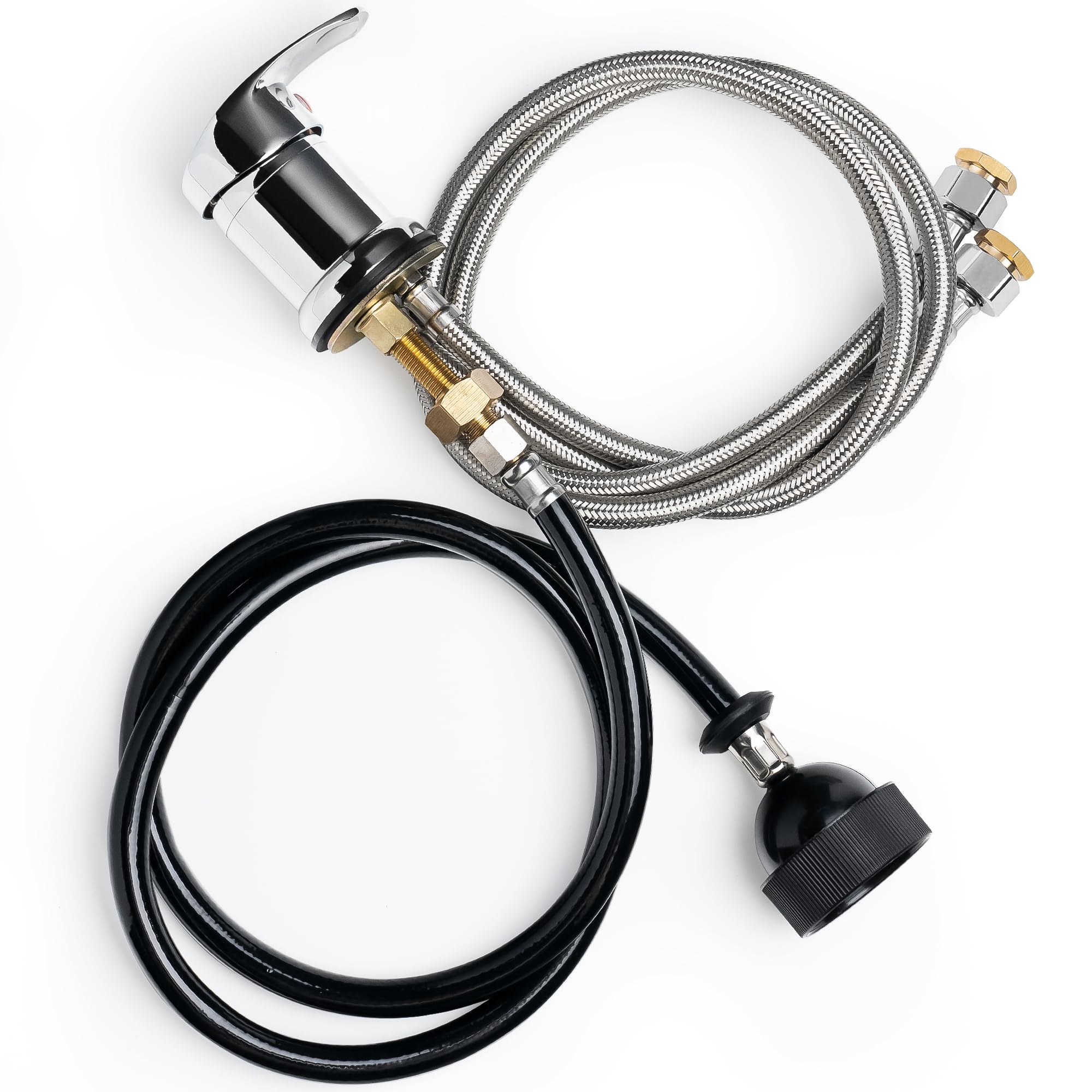 Professional Beauty Salon Shampoo Sink Bowl Faucet And Sprayer Kit With Vacuum Breaker And Flexible Spray Hose - Chrome Finish