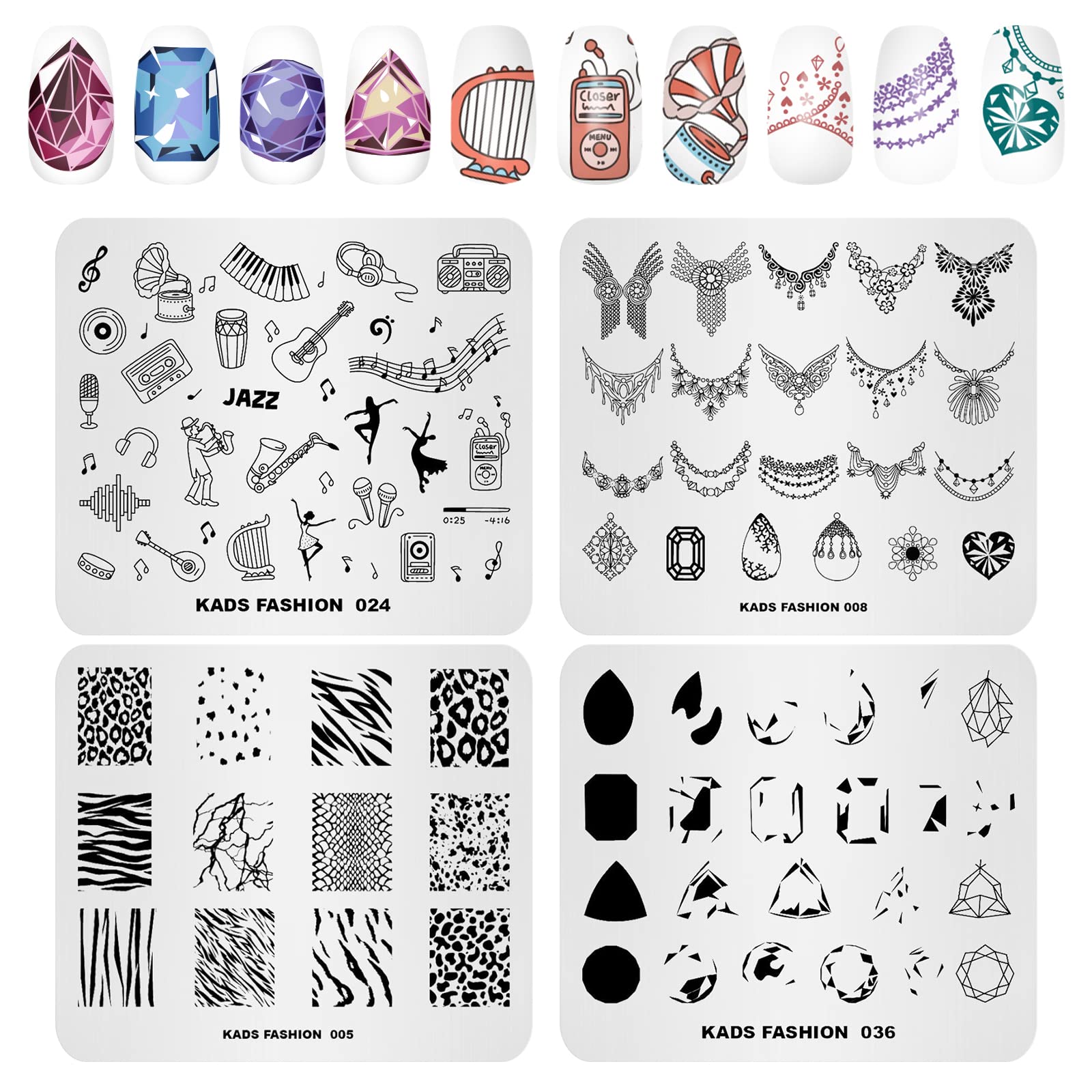 Kads 20Pcs Nail Stampig Plates With Stamper And Scraper Kit Nail Stamp Template Stencil Nail Art Design Diy Tool