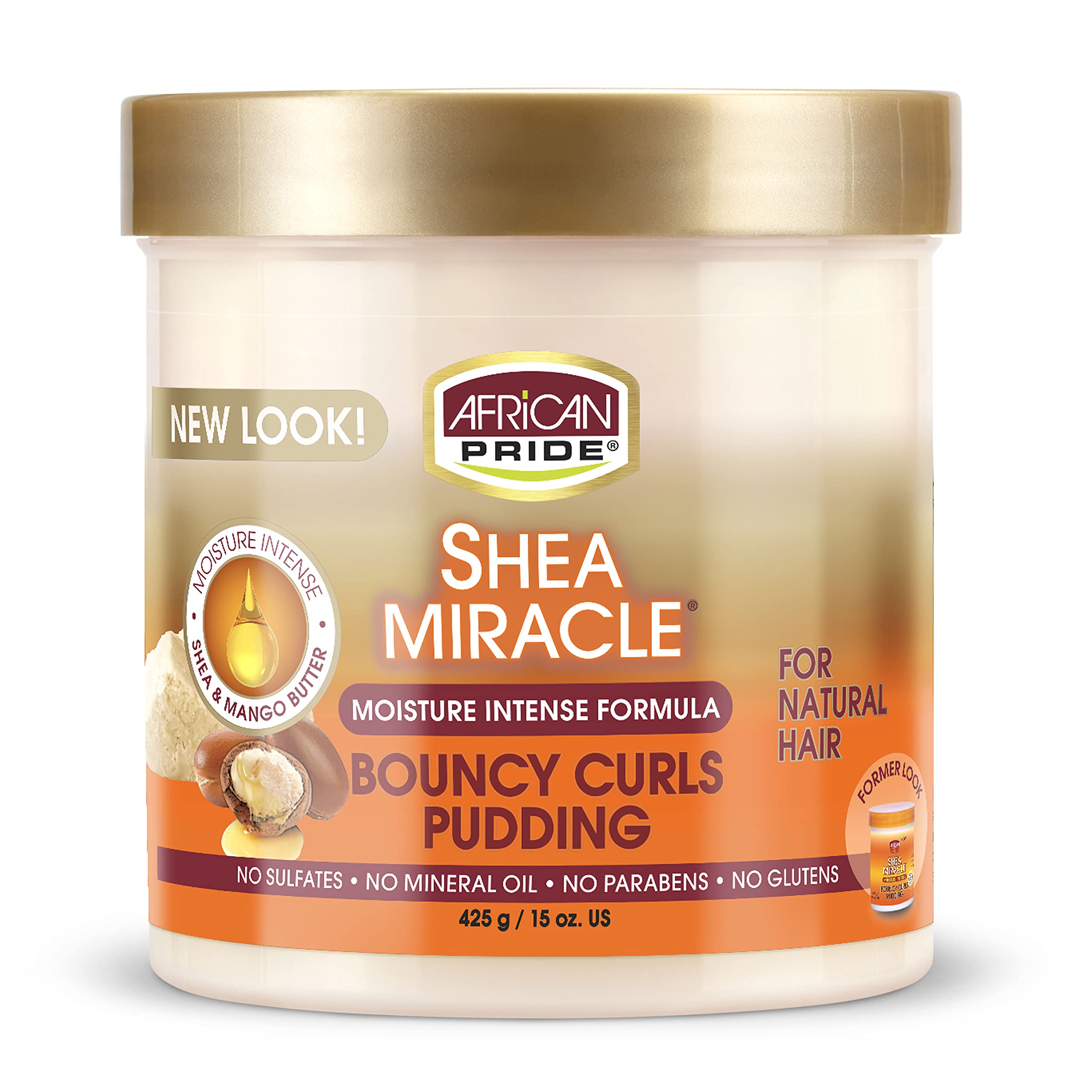 African Pride Shea Miracle Bouncy Curls Pudding - Contains Shea & African Mango Butter To Define Curls & Coils & Tame Hair Frizz