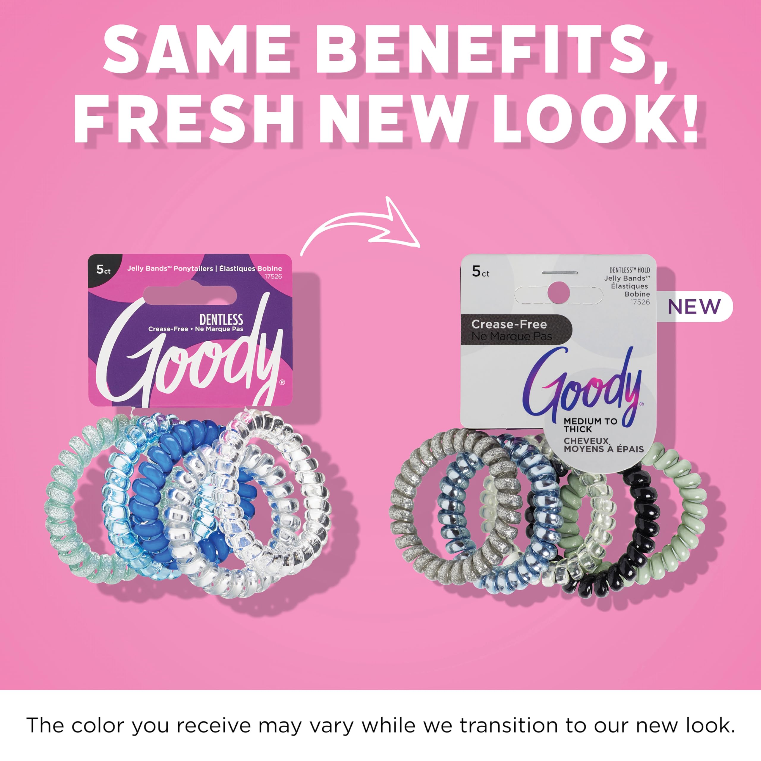 Goody Dentless Spiral Hair Ties, Hair Coils - 5 Ct, Cool Tones, Phone Cord Hair Ties, Secure Hold Jelly Bands for All Occasions,