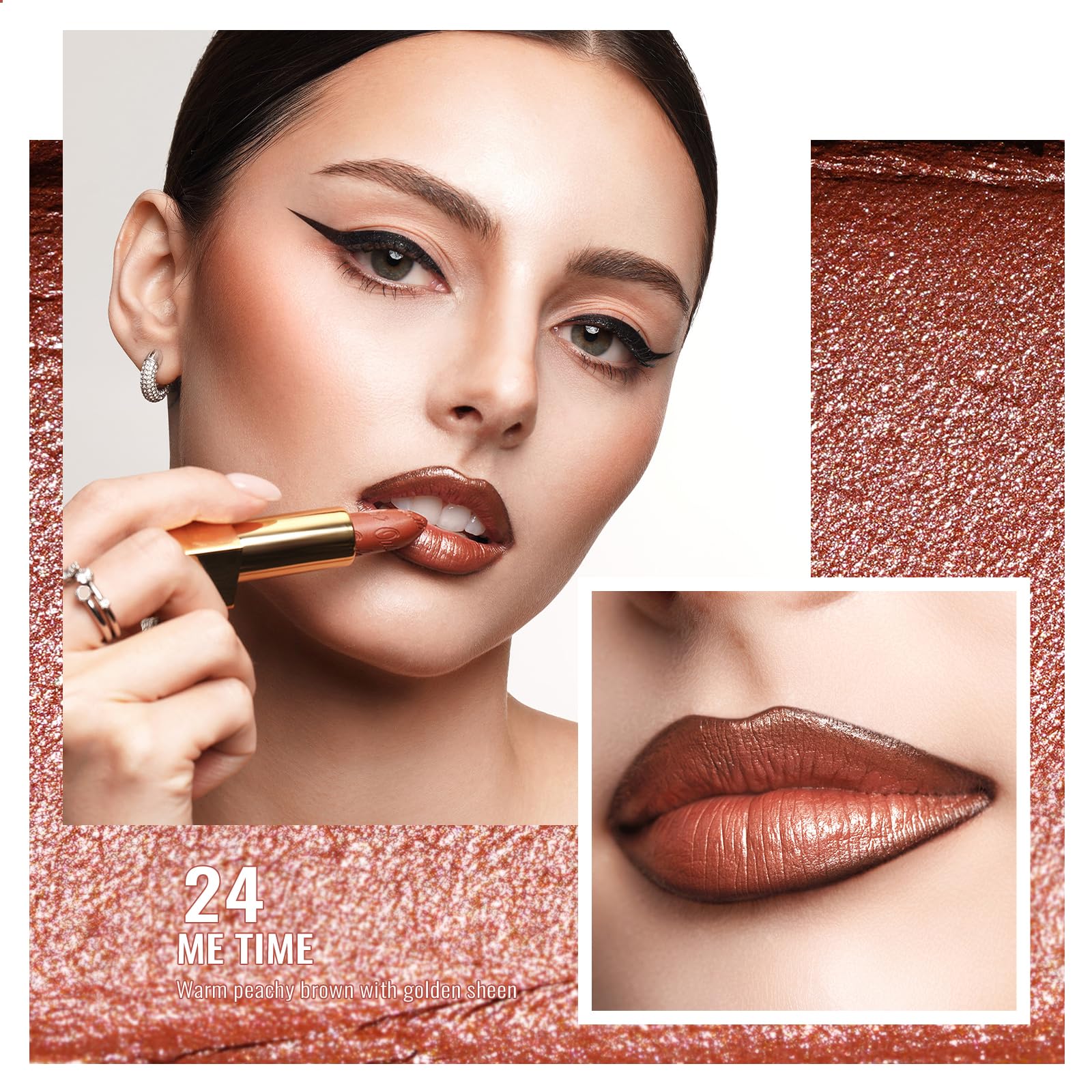 Oulac Glitter Lipstick For Women With Metallic 3D Shine Lightweight Hydrating Formula, High Impact Lip Color, Vegan Beauty, Shee