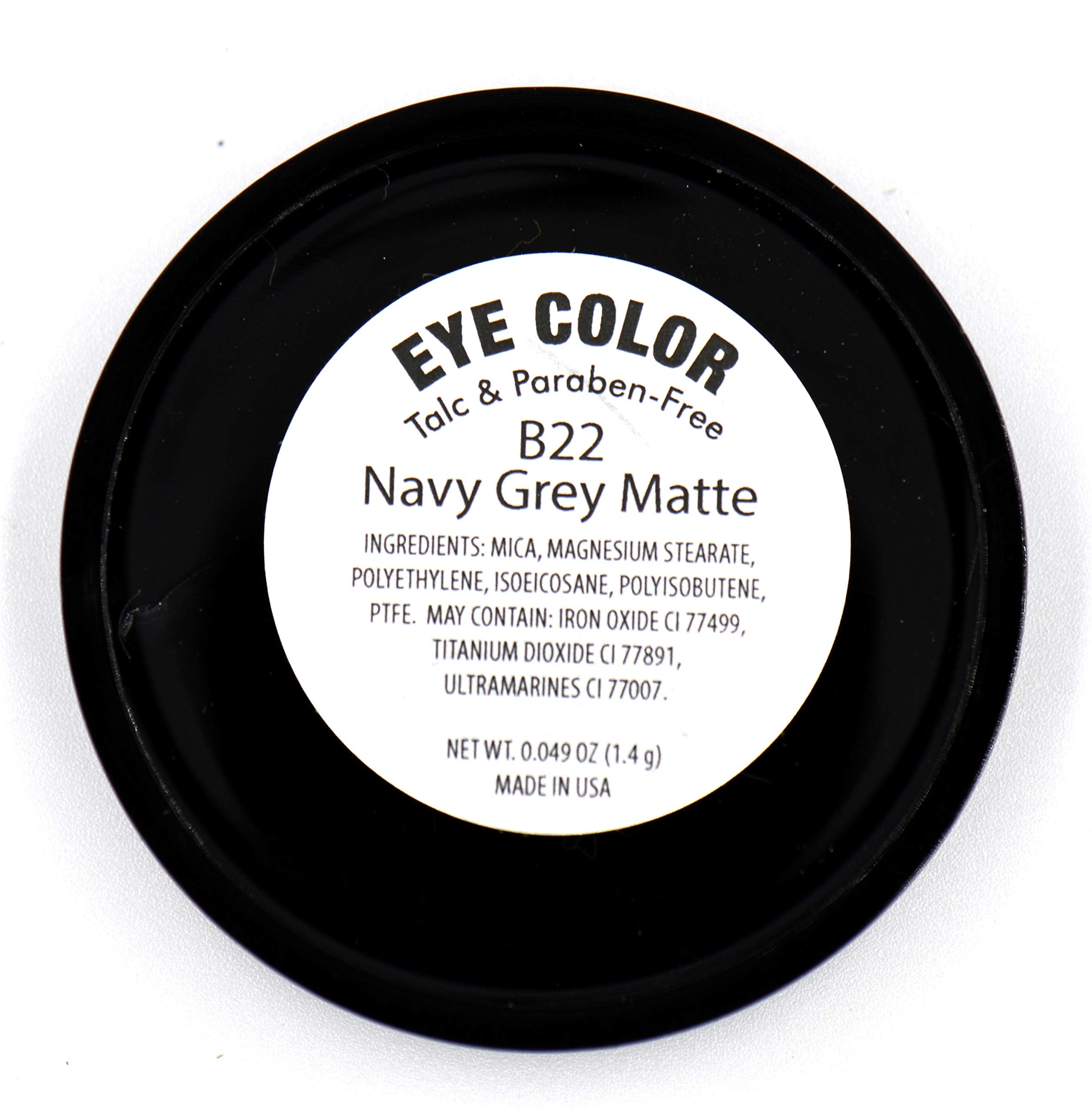 Pure Ziva Navy Blue Grey Gray Silver Matte Opaque Vegan Pressed Powder Single Eyeshadow; Talc, Paraben & Cruelty Free