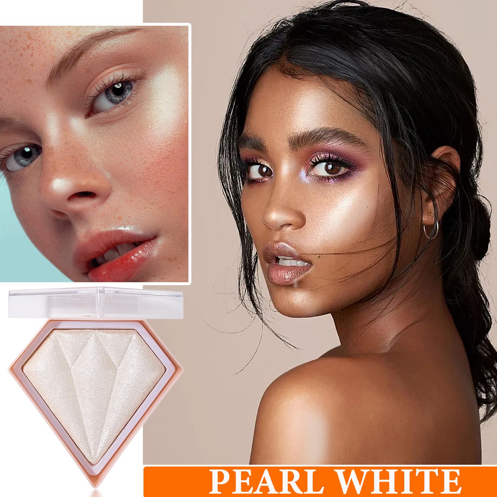 Glitter Blush Shimmer Highlighter Blusher Powder Makeup Face Highlighter Palette,Natural Lasting Shiny Contouring Palette Highli