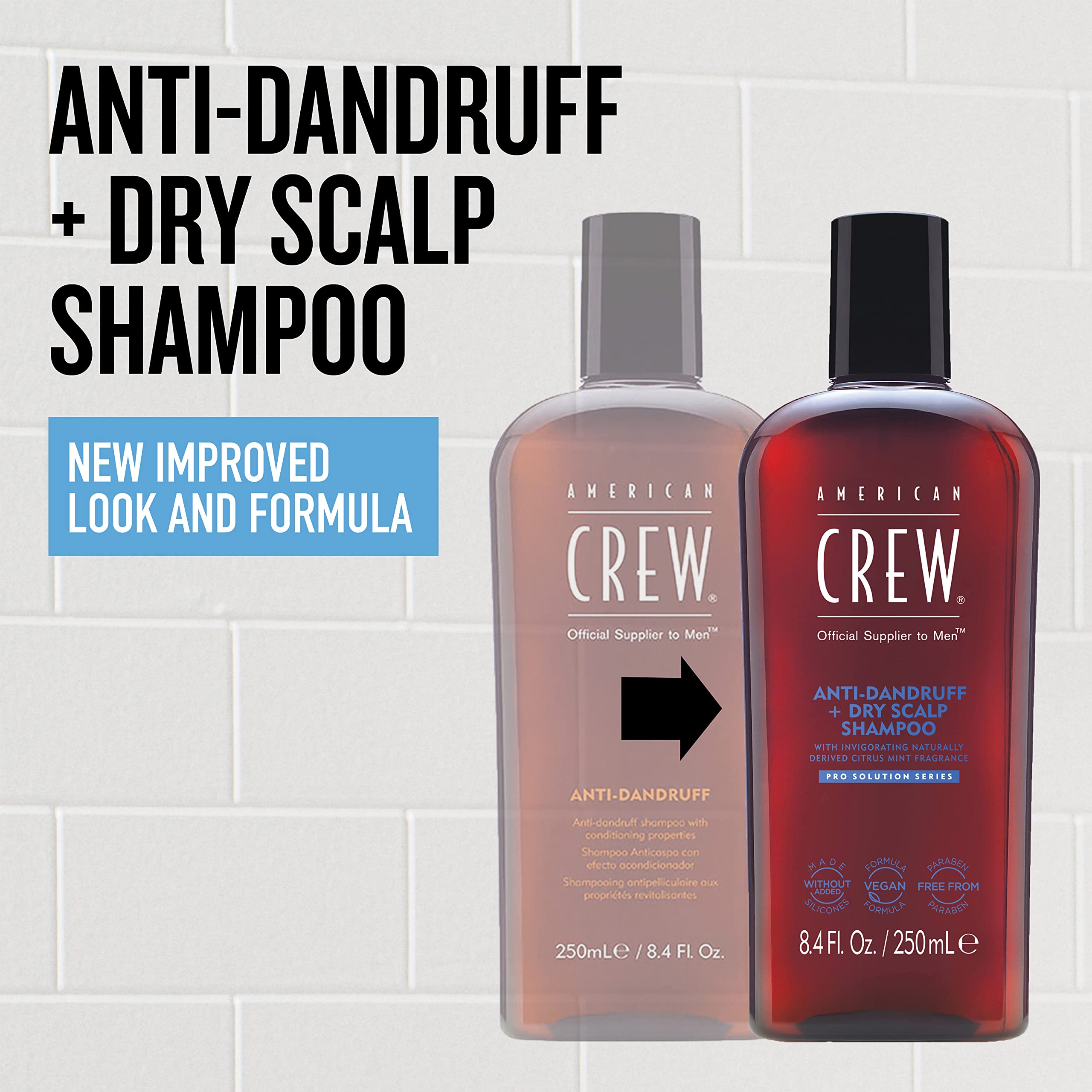 American Crew Anti-Dandruff + Dry Scalp Shampoo, Citrus Mint Scent, 8.45 Oz