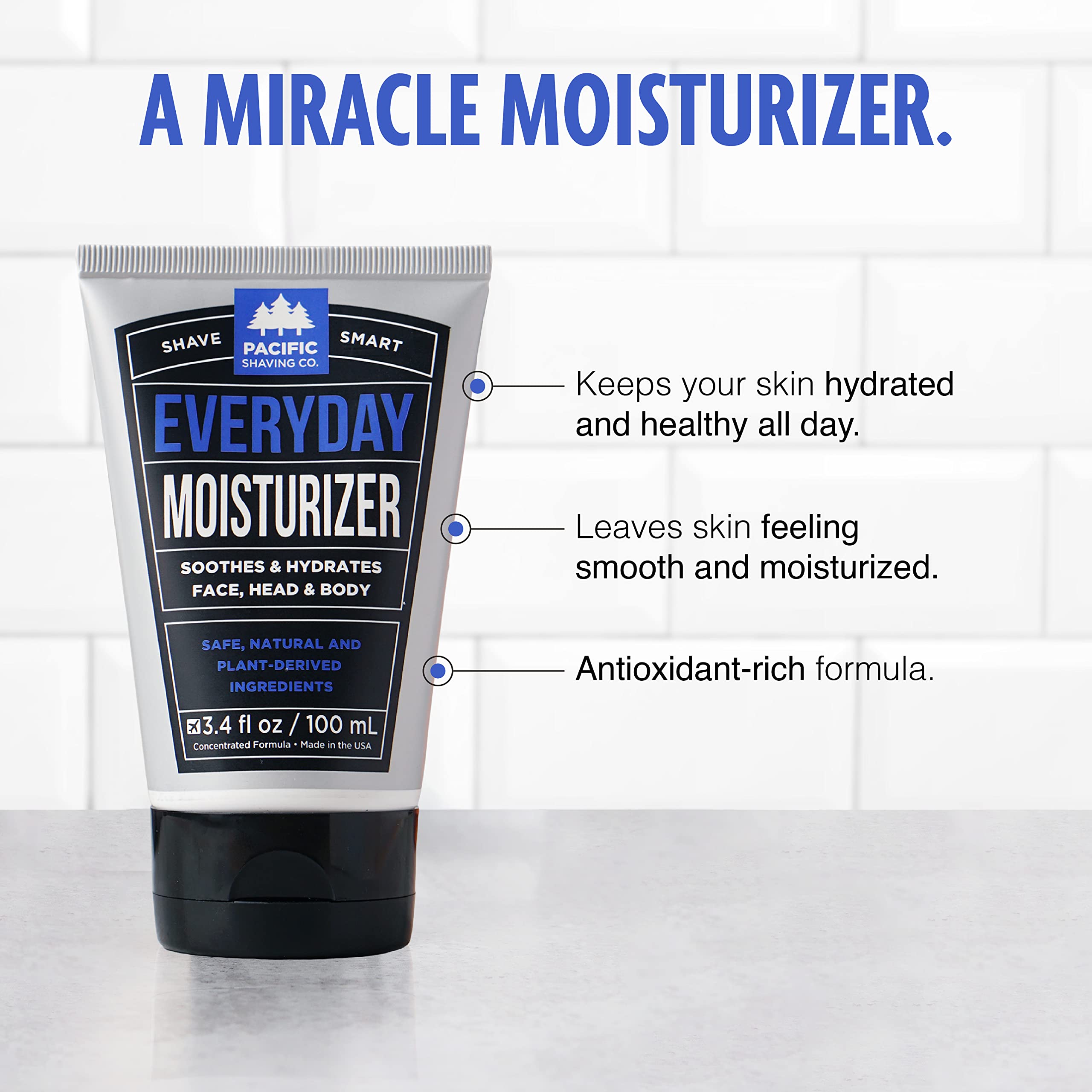 Pacific Shaving Company Everyday Moisturizer - Daily Post-Shave Moisturizer Cream for Men & Women - Hydrating Face Cream with Jo