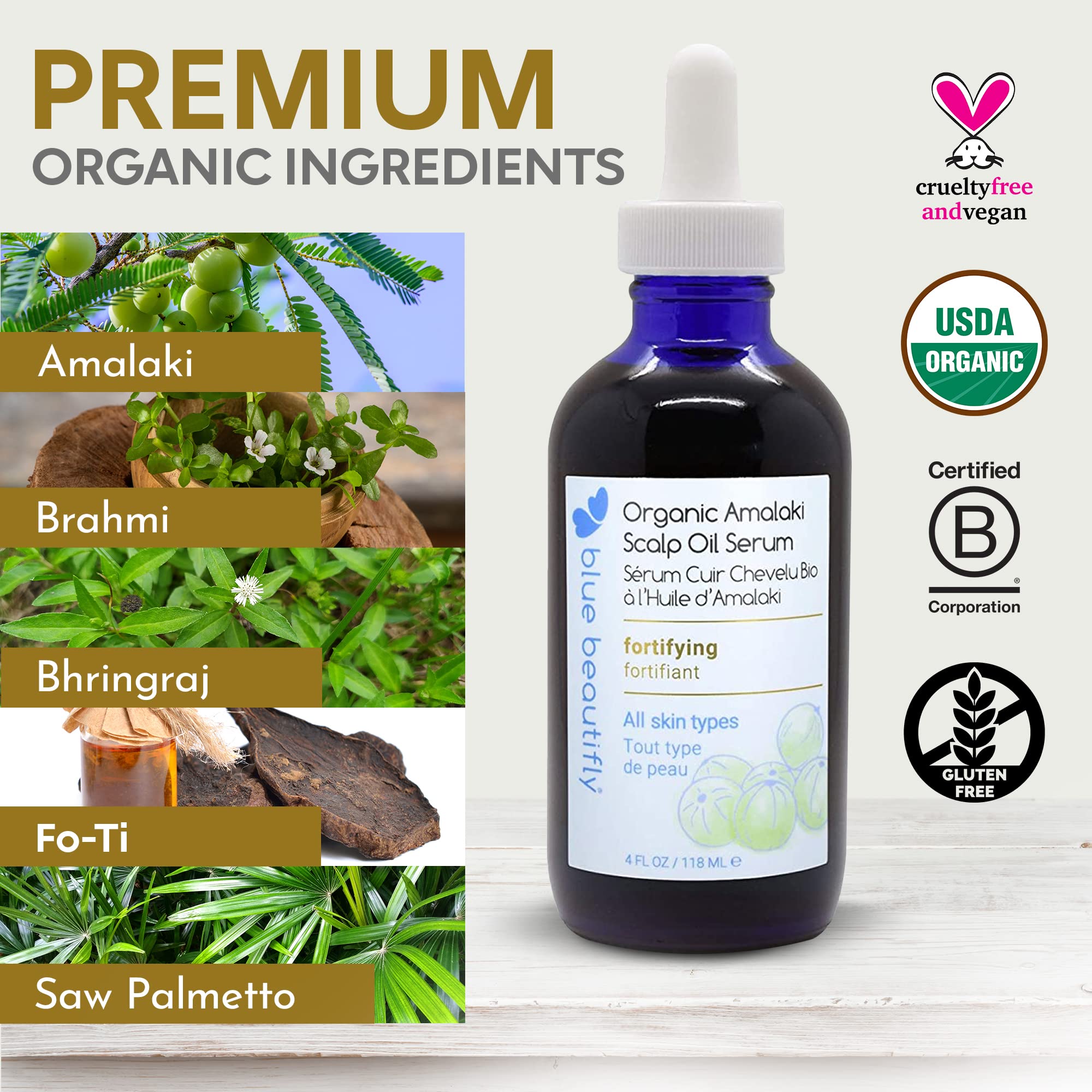 Blue Beautifly Usda Certified Organic Amalaki Hair Oil Serum | Strengthens Hair Follicles, Restores Growth, And Treats Dandruff