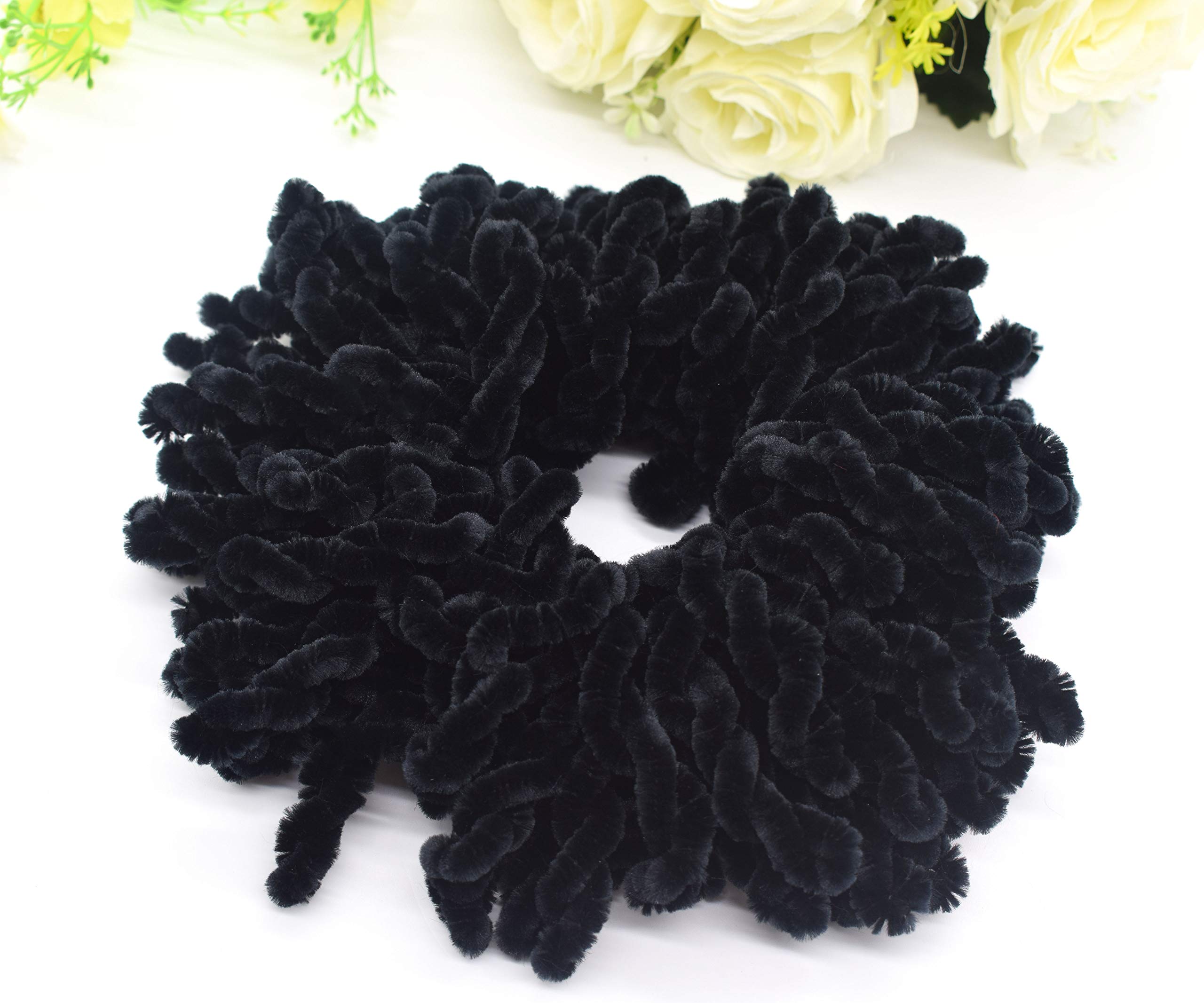 AUEAR, 2 Pack Scrunchie Headwear Hair Tie Ring Plain Big Hairband (Black)