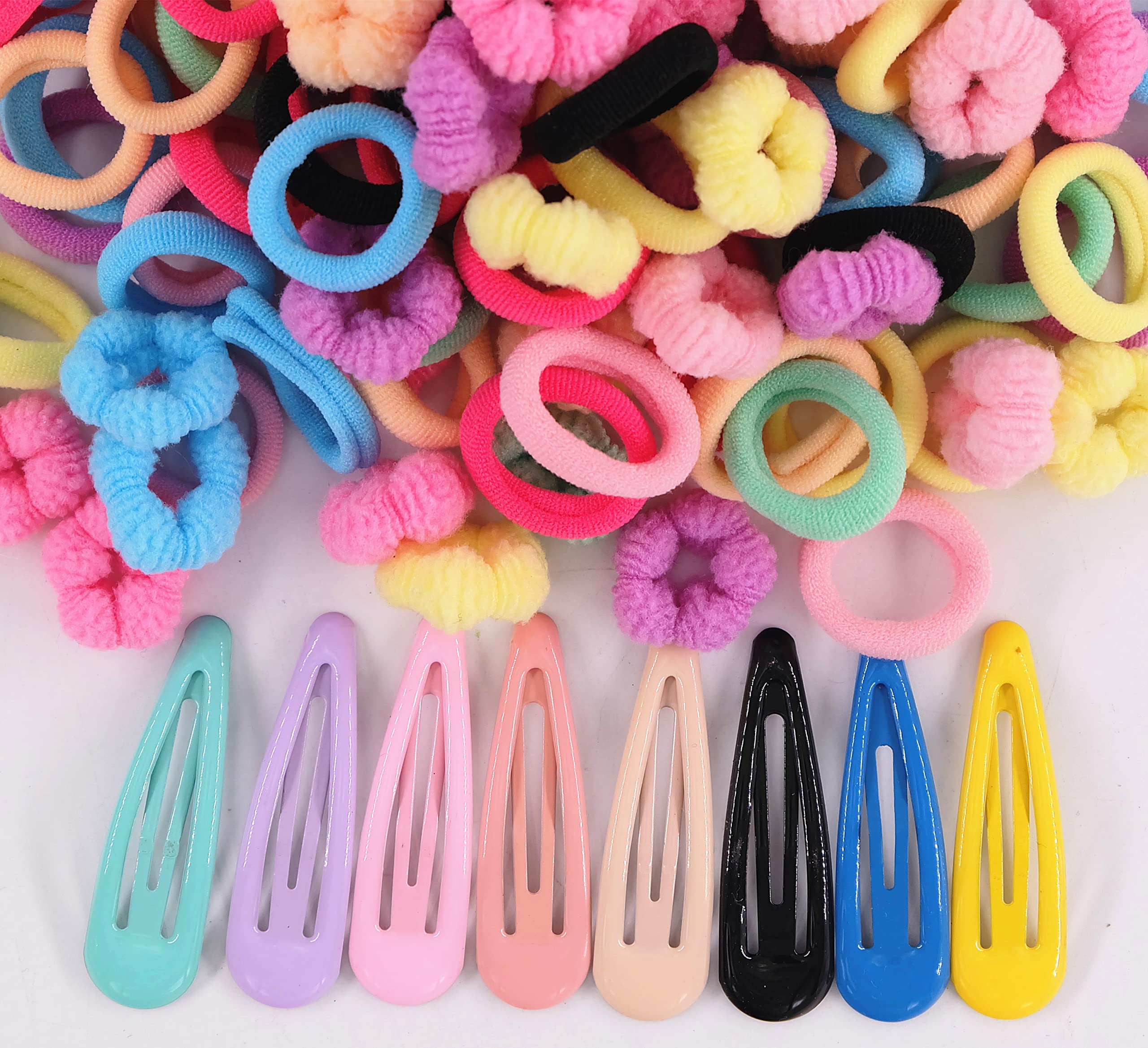 WDGROW 200-210pcs No Damage Soft Hair Ties for Toddler Girls,Age 0-6,Mini SizeHair Bands for Infant,Tiny Hair Elastics,Candy Col