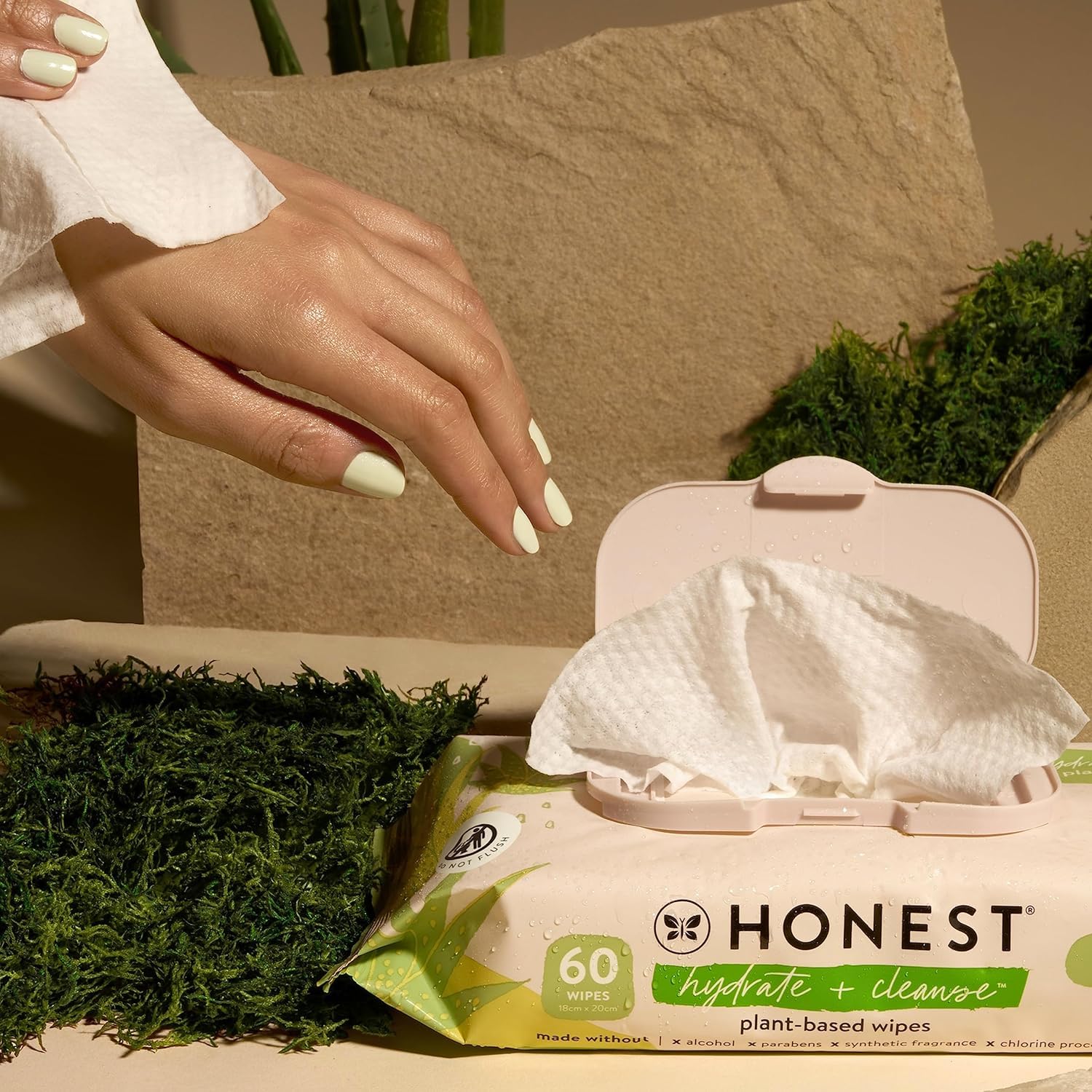 The Honest Company Hydrate + Cleanse Naturally Scented Wipes | Cleansing Multi-Tasking Wipes | 99% Water, Plant-Based, Hypoaller
