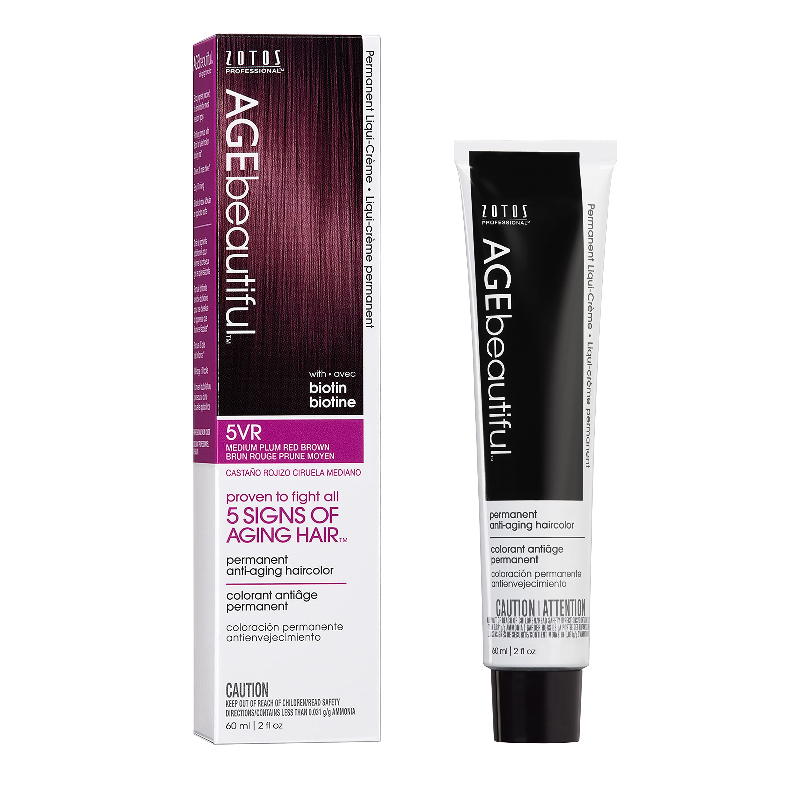 AGEbeautiful Permanent Liqui Creme Hair Color Dye | 100% Gray Coverage | Anti-Aging | Professional Salon Coloring | 5VR Medium P