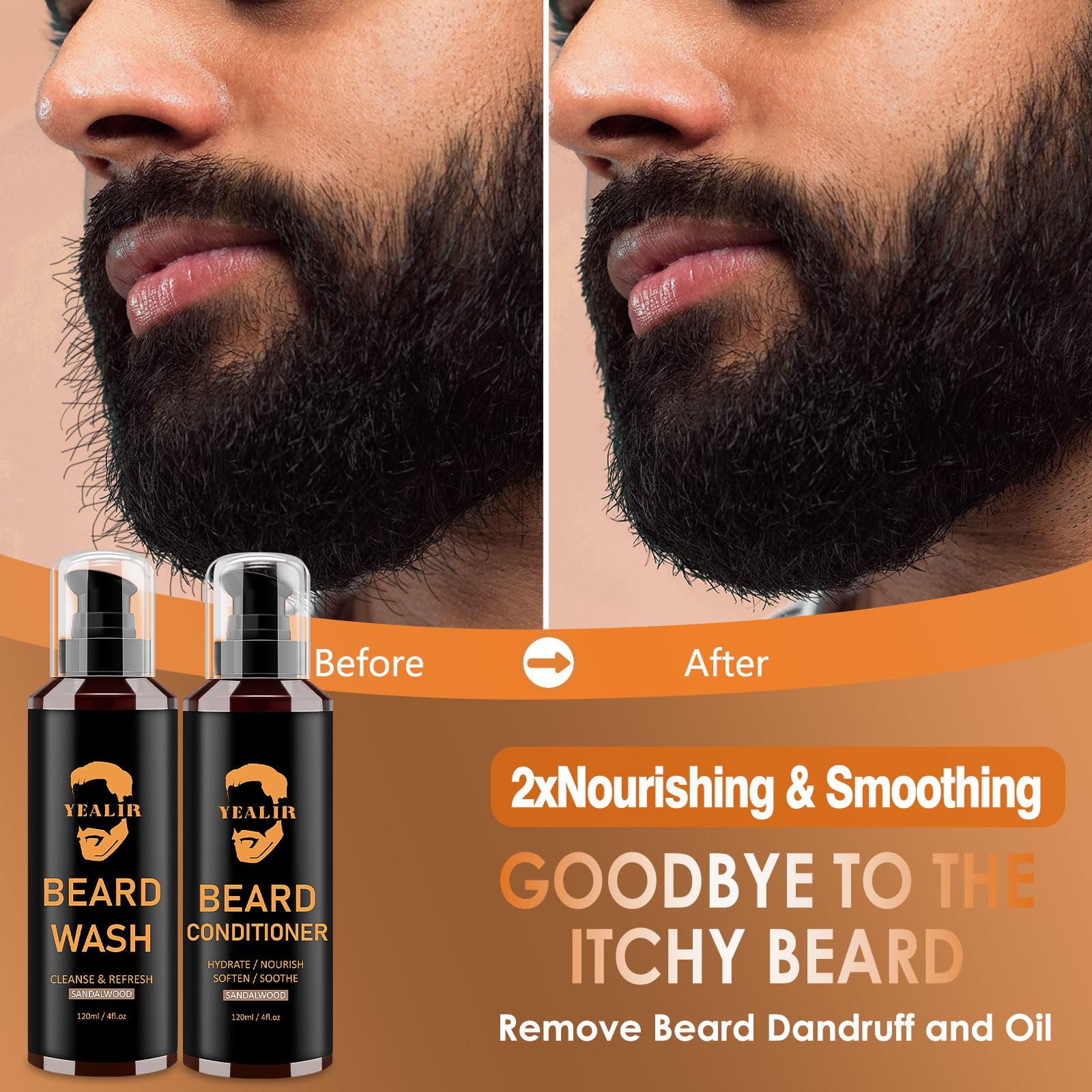 Beard Wash And Conditioner For A Soft Beard, Argan & Jojobal Oil To Deep Moisturize And Refresh Beards, Beard Shampoo For Men -