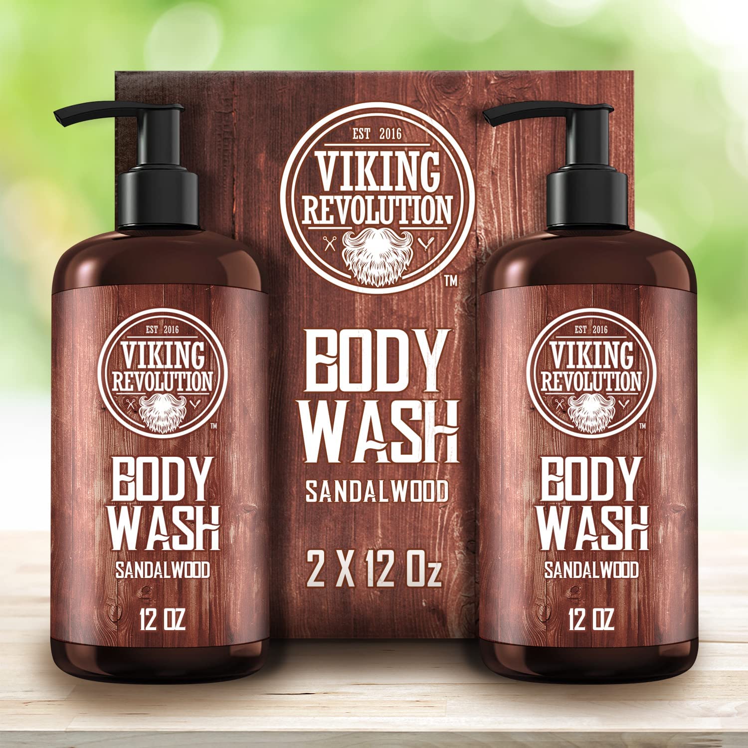 Viking Revolution Men'S Body Wash - Sandalwood, Skin Cleaning Agent - Mens Natural Body Wash With Vitamin E And Rosemary Oil - S