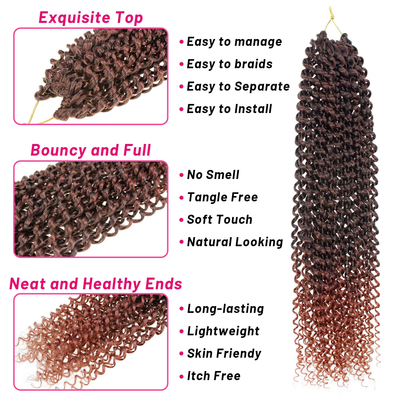 7 Packs Passion Twist Crochet Hair Braids 18 Inch Water Wave Synthetic Hair For Passion Twist Crochet Braiding Hair Goddess Locs