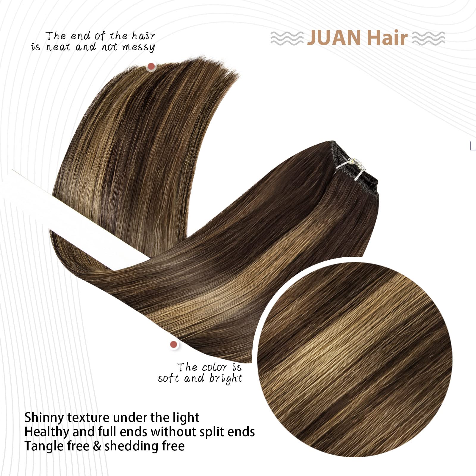 Aison Clip in Hair Extensions 70G Dark Brown to Chestnut Brown 100% Remy Human Hair Clip in Extensions 18 Inch Silky Straight 7p