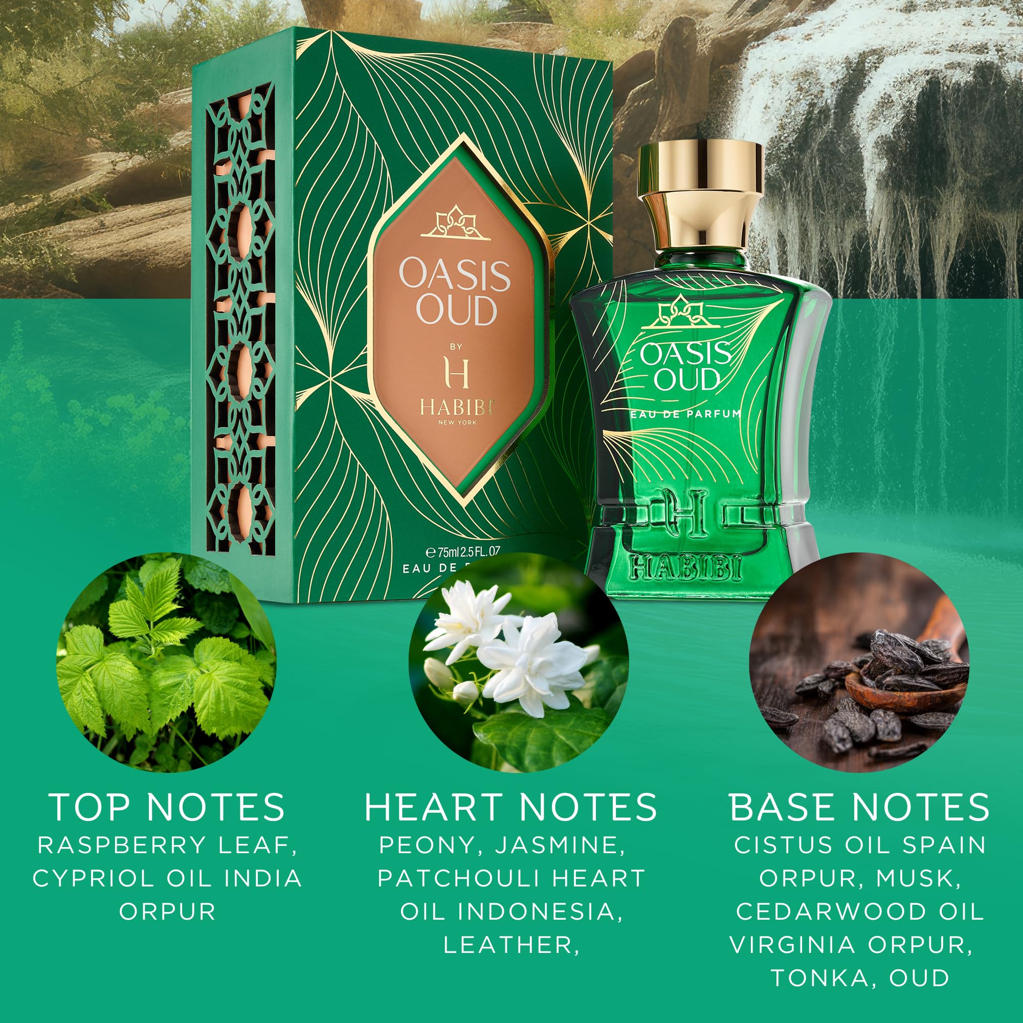H Habibi Oasis Oud Arabian Perfume For Men & Women - Fresh, Green, Earthy Niche Men'S & Women'S Eau De Parfum -Notes Of Oud, Ton